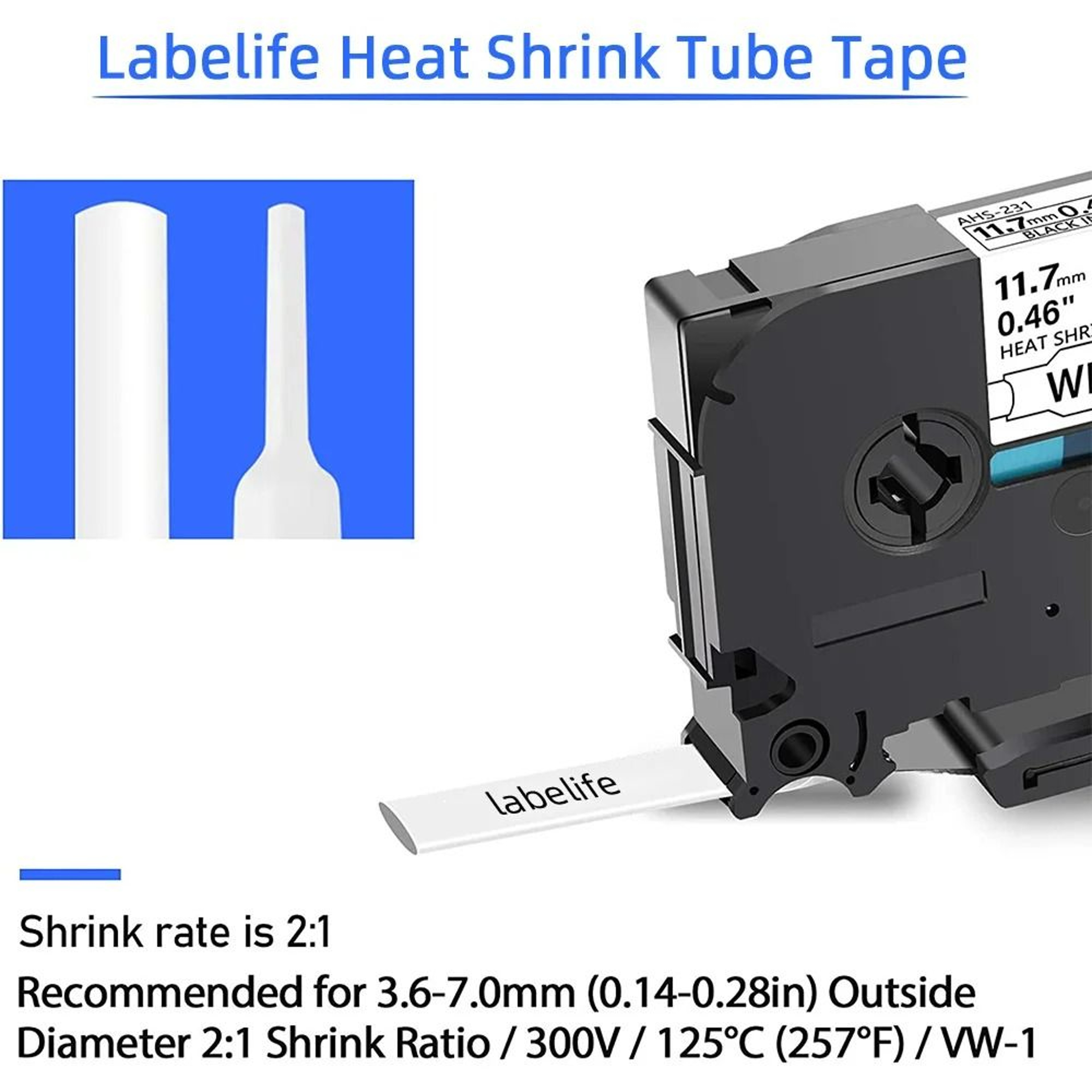 WireMark Heat Shrink Label Tape For Brother Ptouch Printers 4