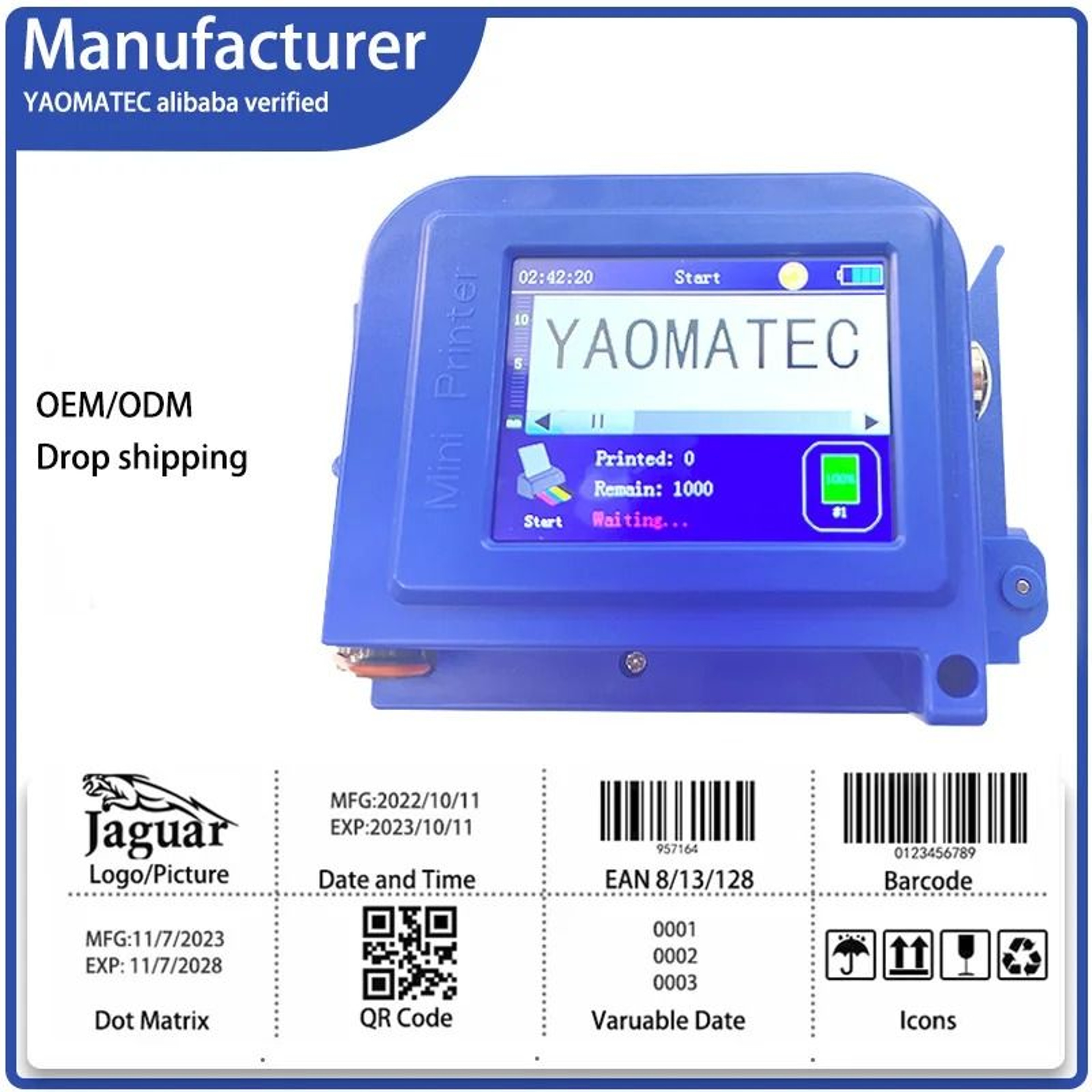 JetMark Handheld Thermal Inkjet Coding Printer 0