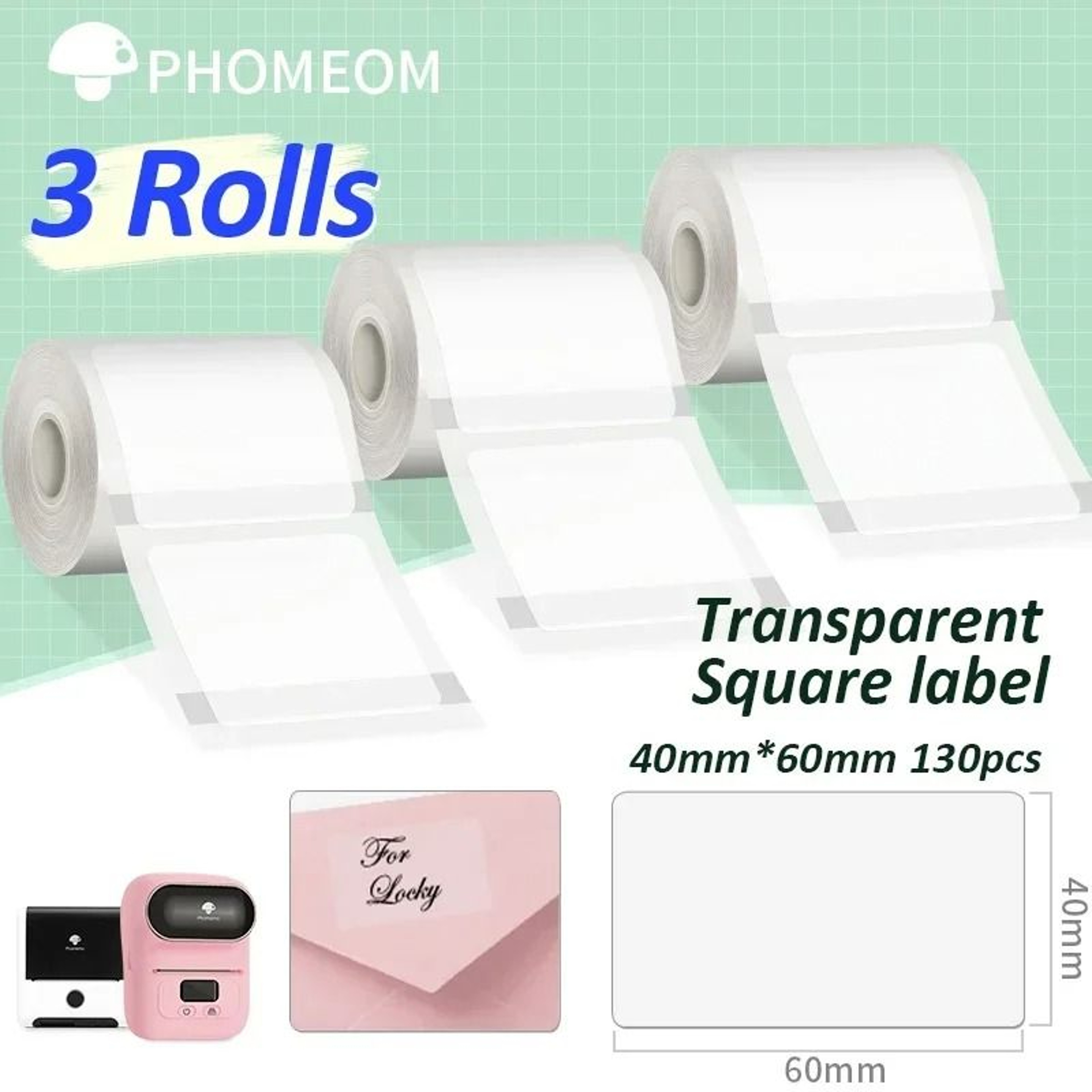 Phomemo Clear Thermal Sticker Labels 3 Rolls 12