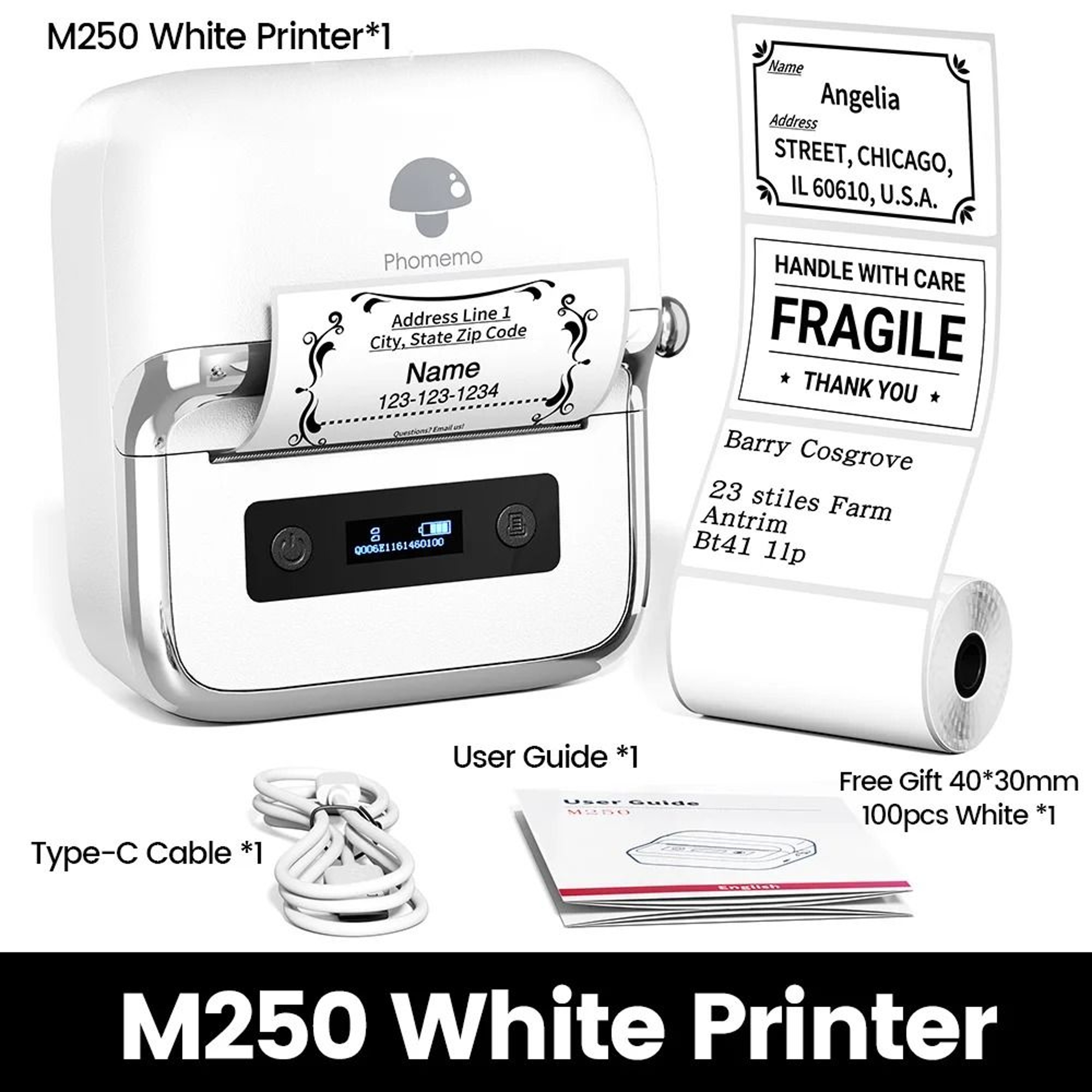 Phomemo M250 Portable Bluetooth Barcode Label Printer 7