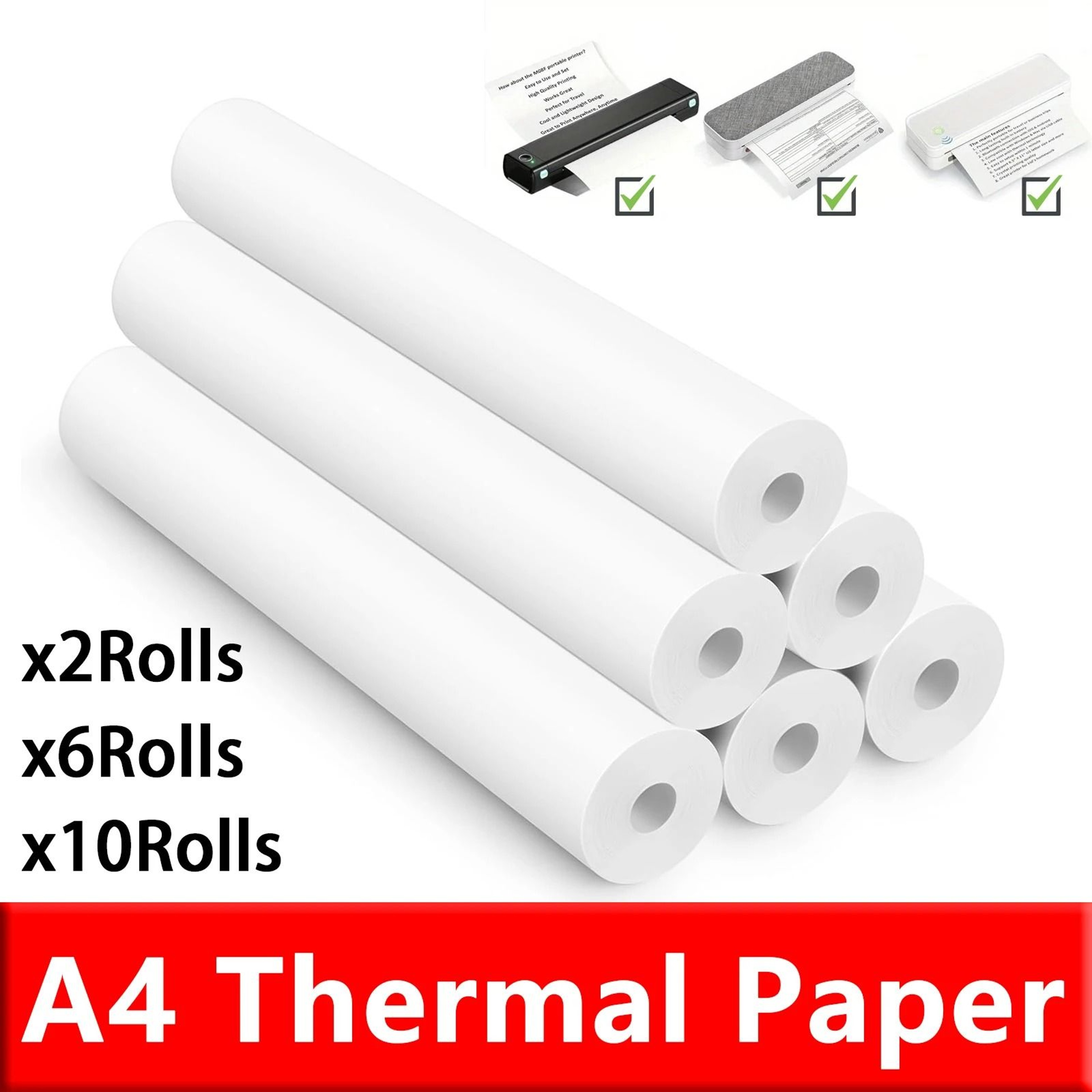 PrintFlow A4 QuickDry Thermal Printer Paper Rolls 1