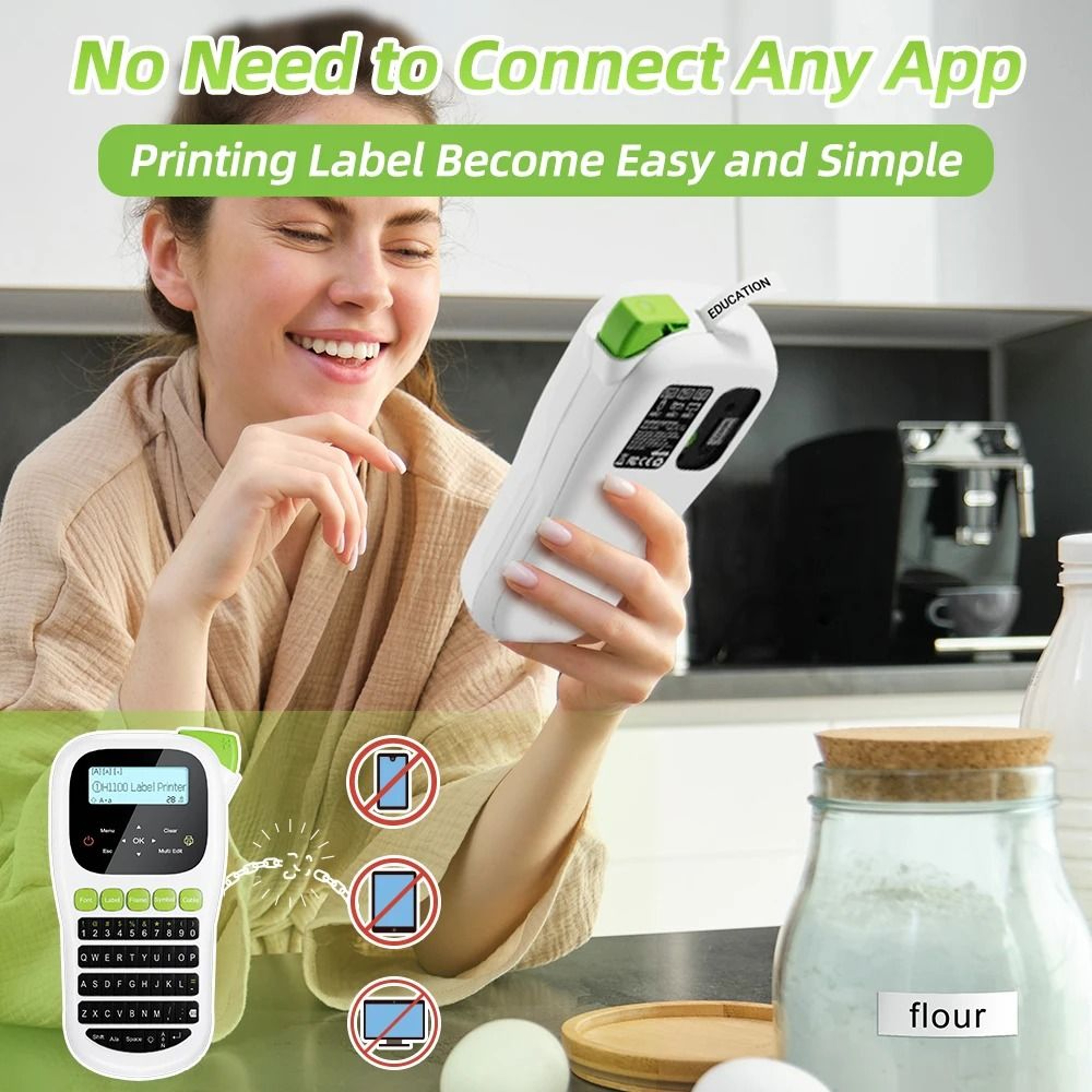 H1100 Portable Handheld Label Maker With Backlit Display 2