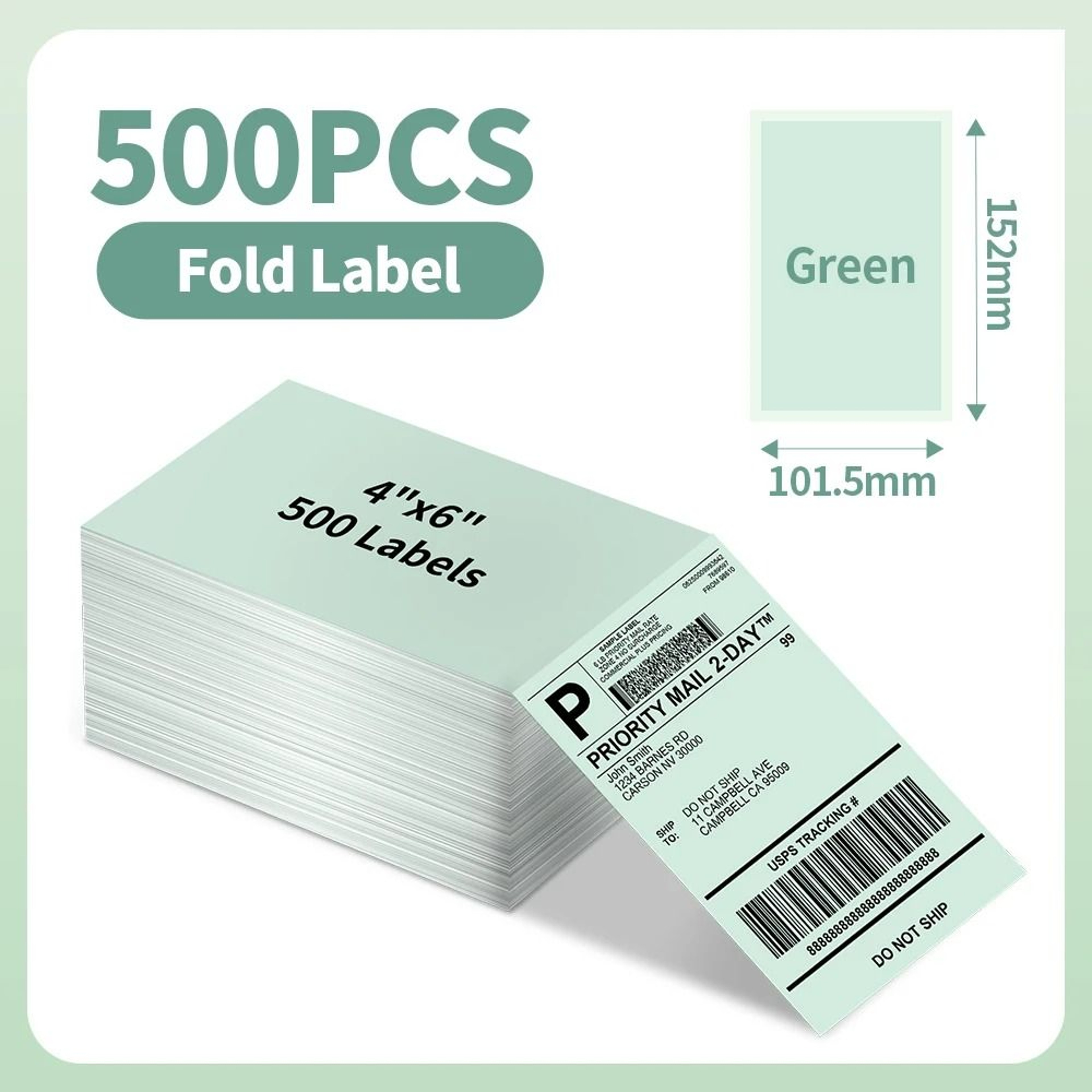 Phomemo FanFold Thermal Shipping Labels 4x6 Inches 8