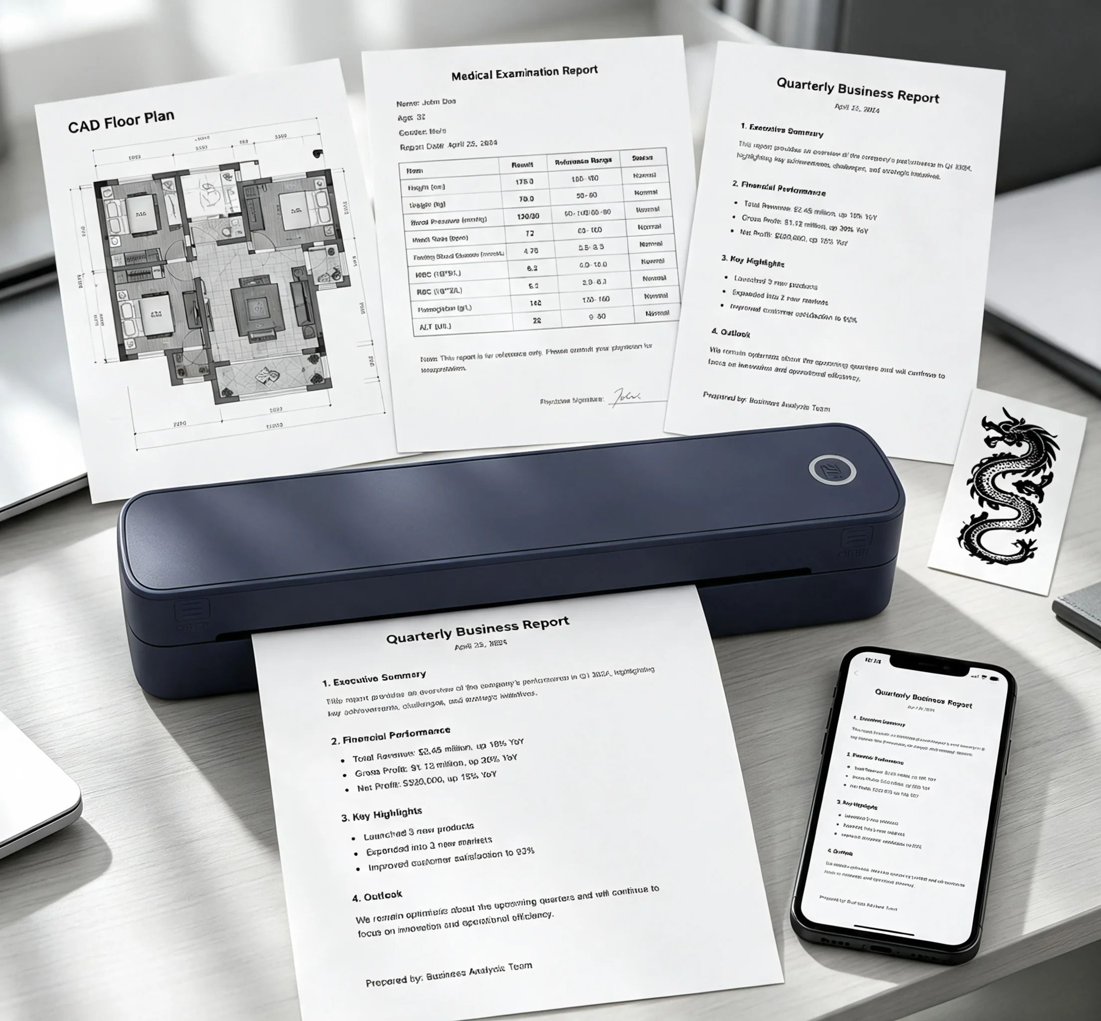 PrintEase Portable Wireless A4 Thermal Printer 1