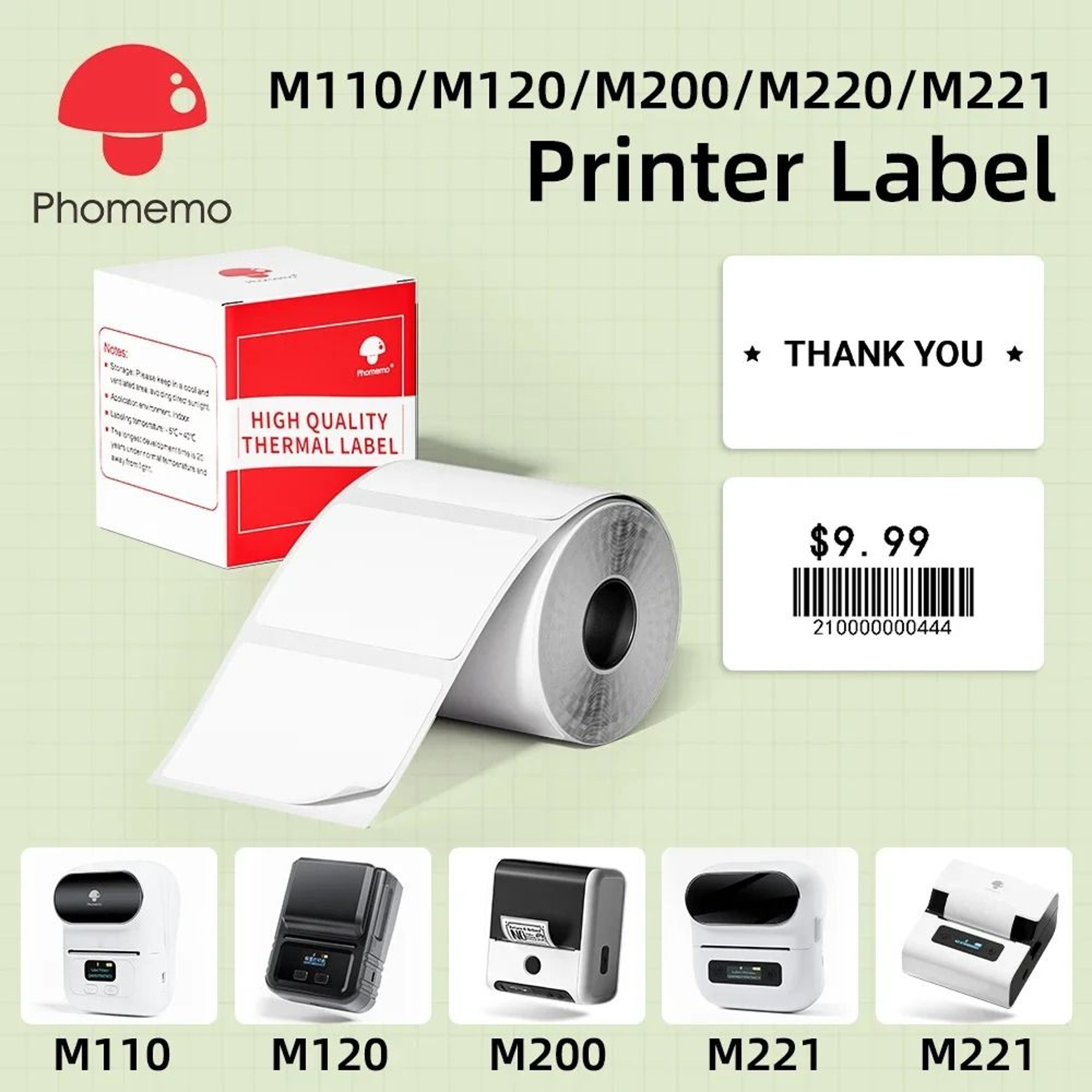 Phomemo M110 M220 Waterproof White Label Stickers 0