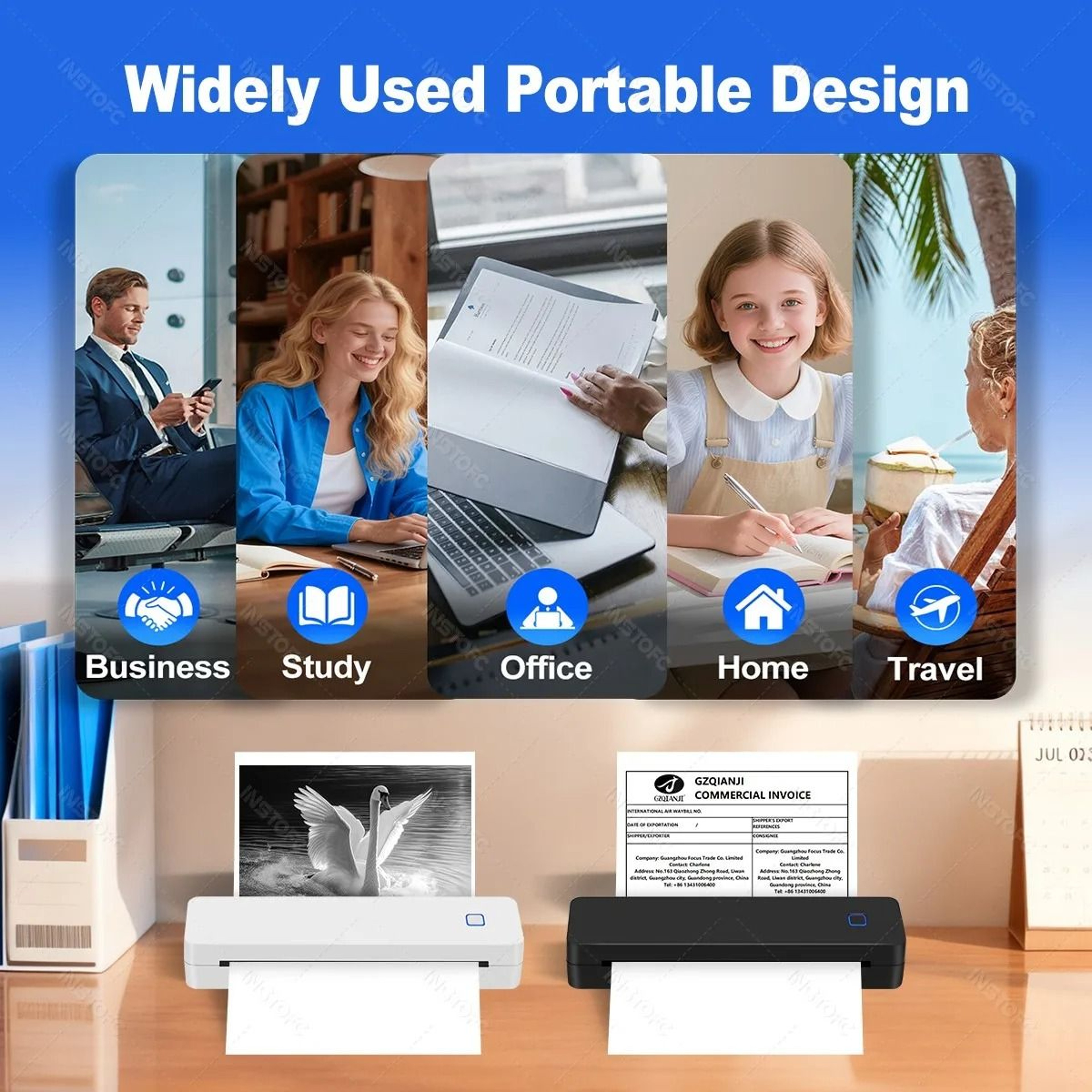Portable A4 Wireless Bluetooth Thermal Printer 5