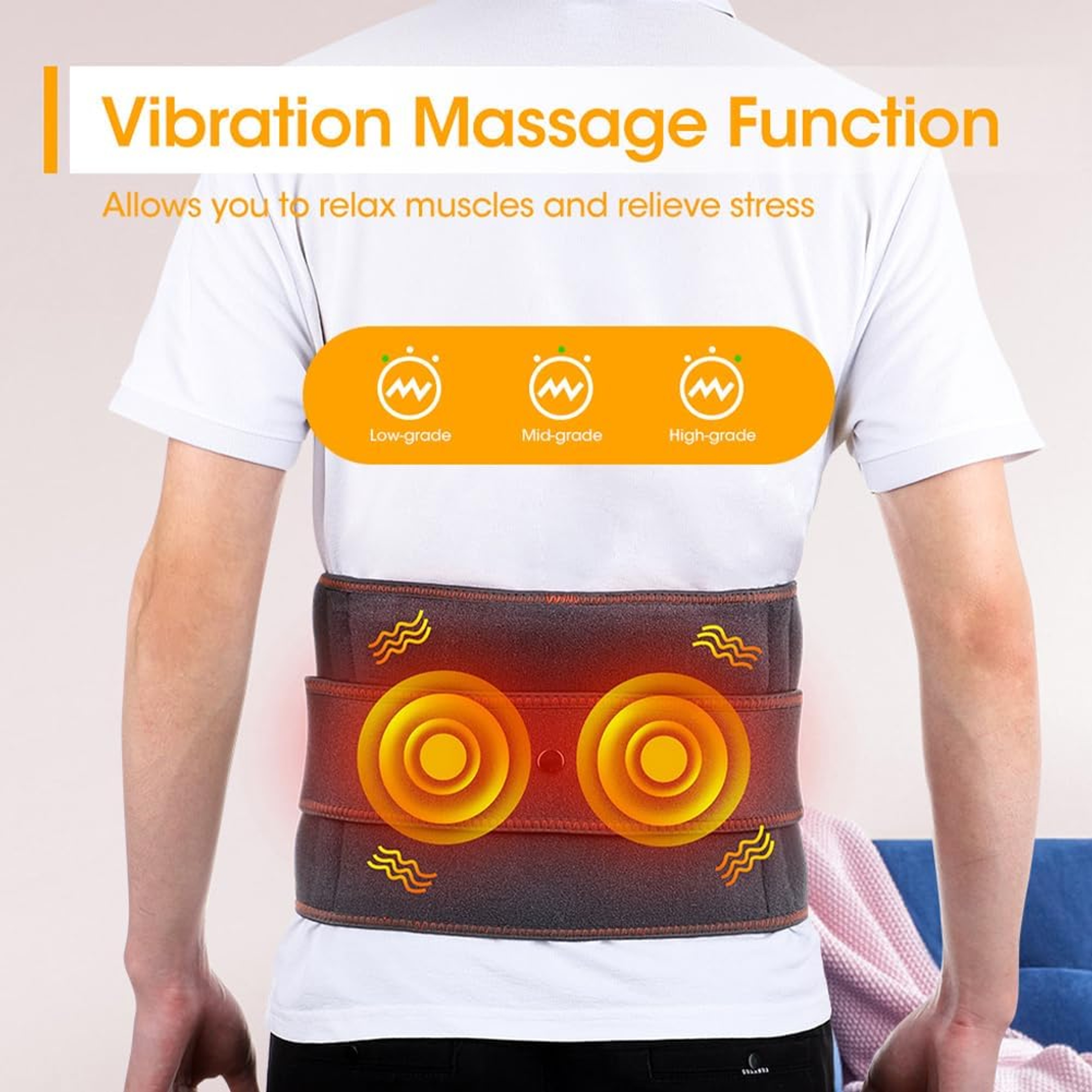 Electric Heating Waist Massager Belt  Vibration  Hot Compress Support With 3Level Adjustment 4