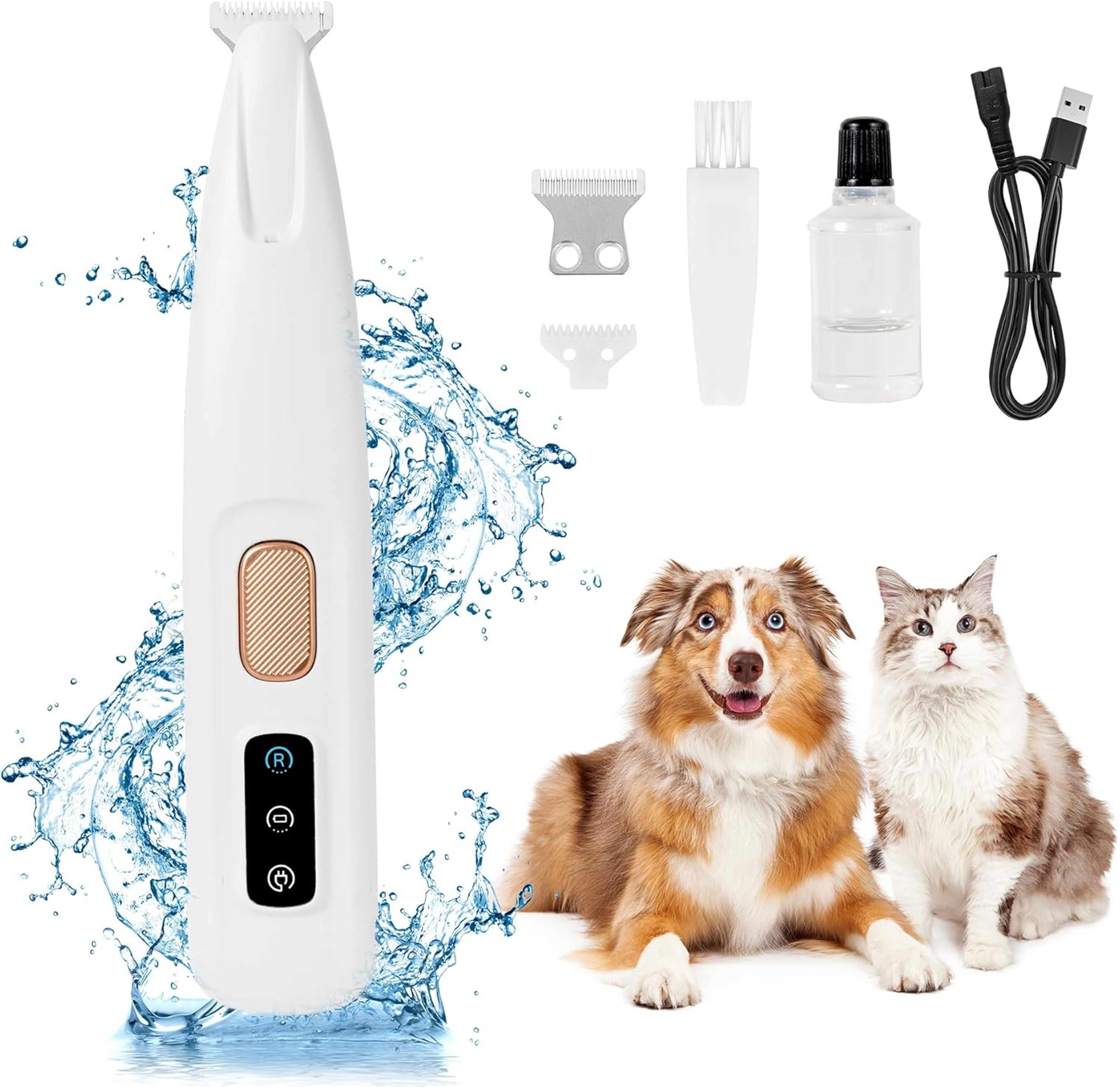 LED Dog Paw Trimmer  Waterproof Pet Hair Grooming Clippers With Display  18mm Wide Blade 1
