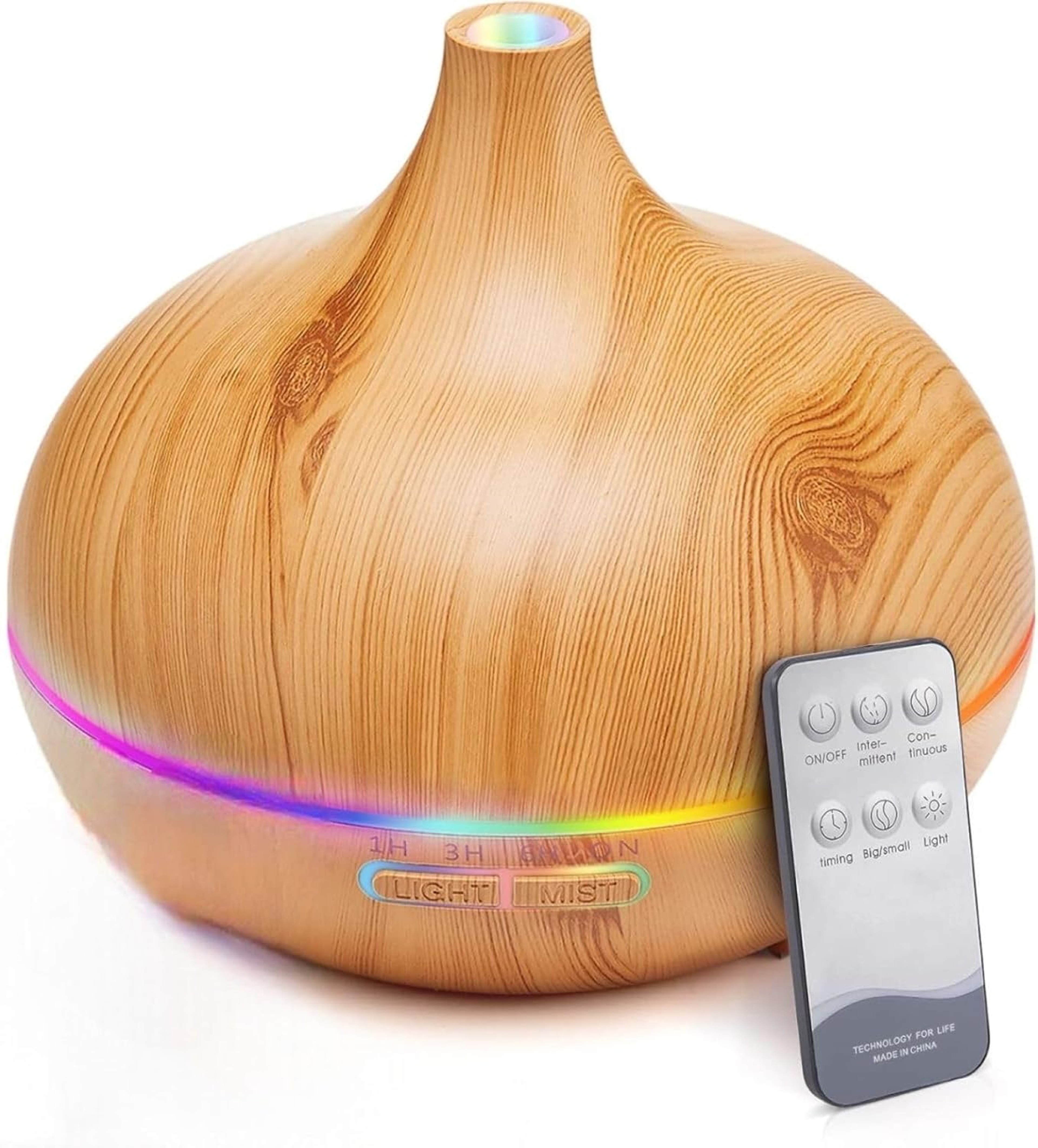 500ml Ultrasonic Essential Oil Diffuser  Wood Grain Aroma Humidifier With Remote Control  7Color LE 0
