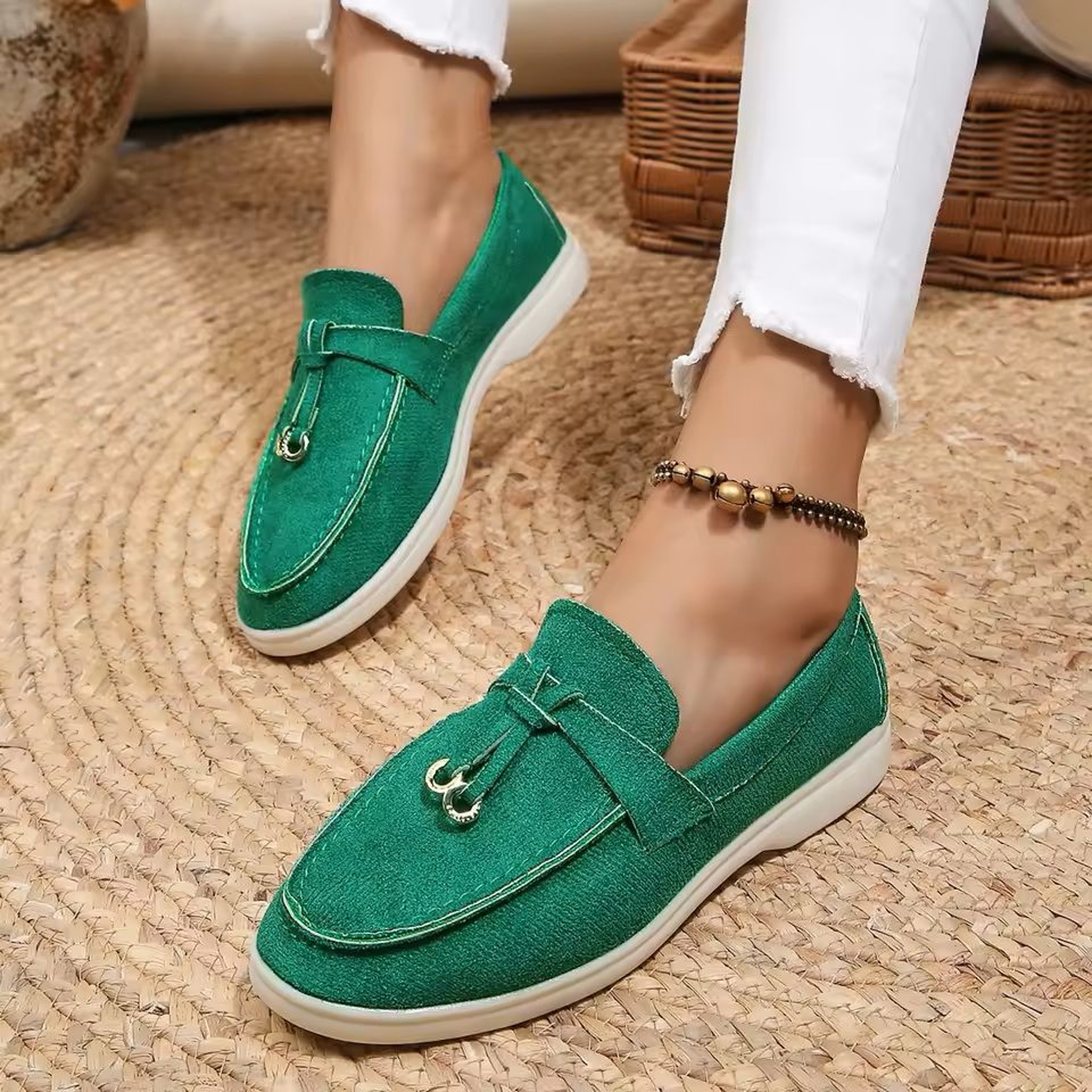 Lefu Womens Soft Leather Retro Lazy Step On Flats 2