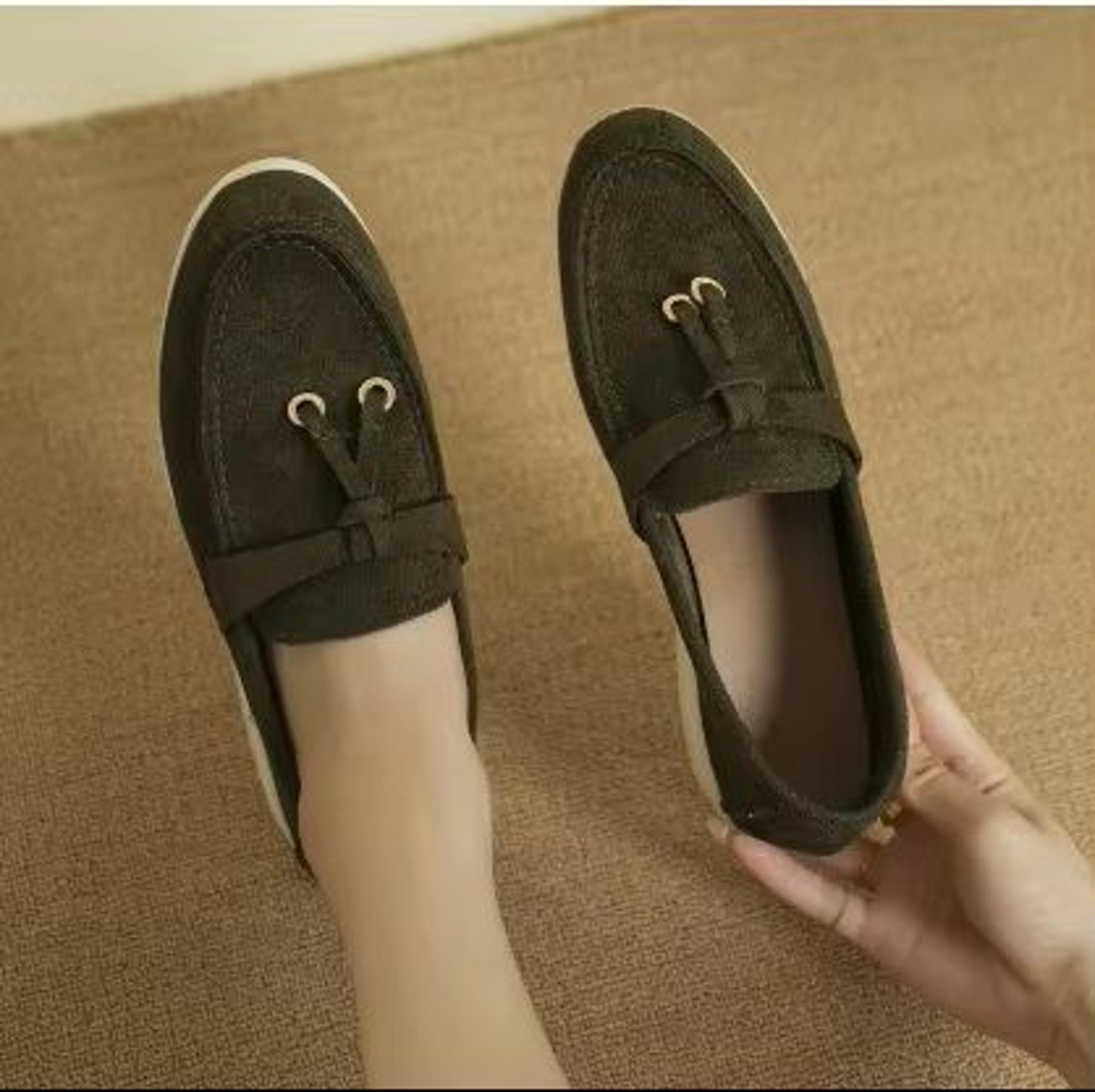 Lefu Womens Soft Leather Retro Lazy Step On Flats 13