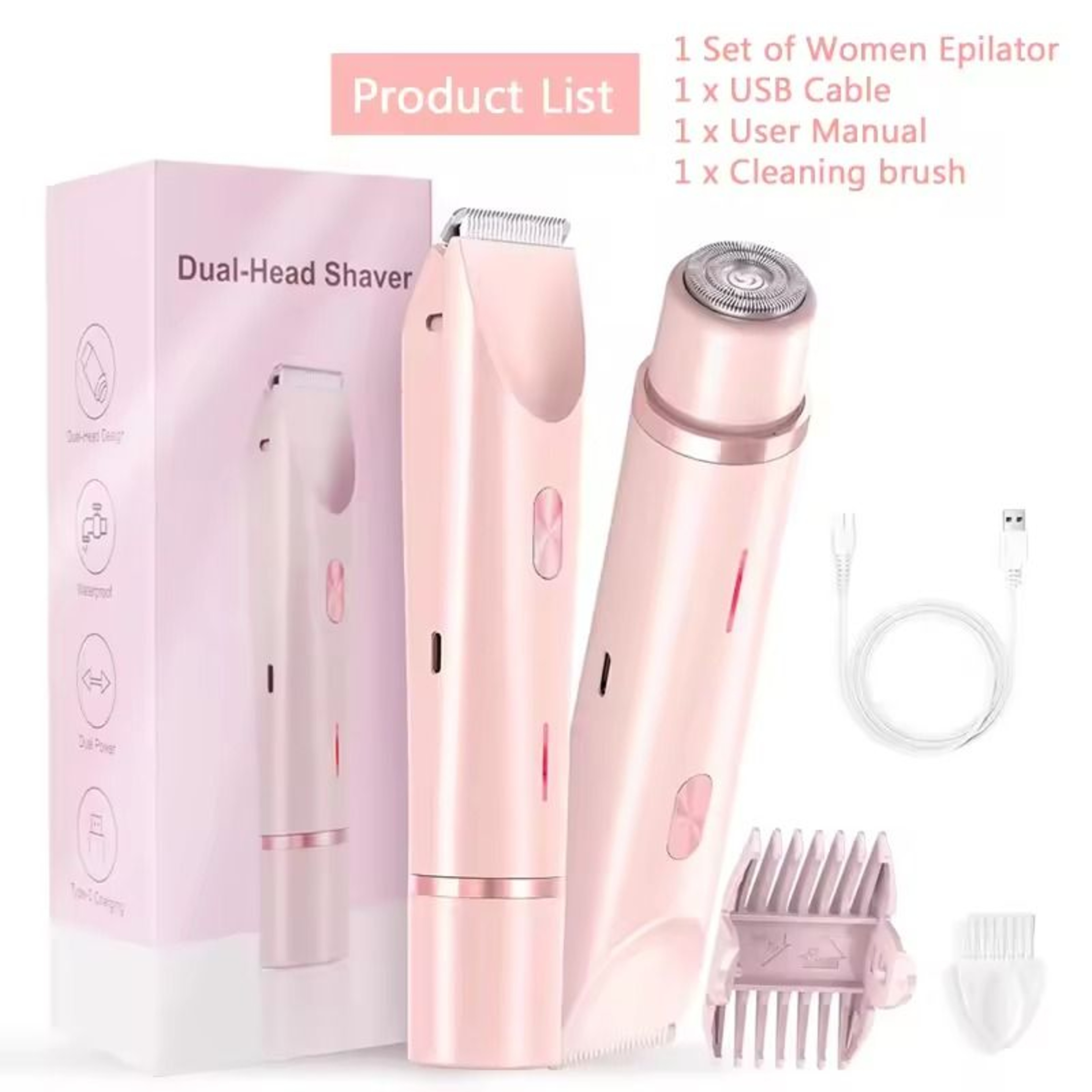 Women 2 In 1 Dual Head Electric Shaver And Bikini Trimmer 6