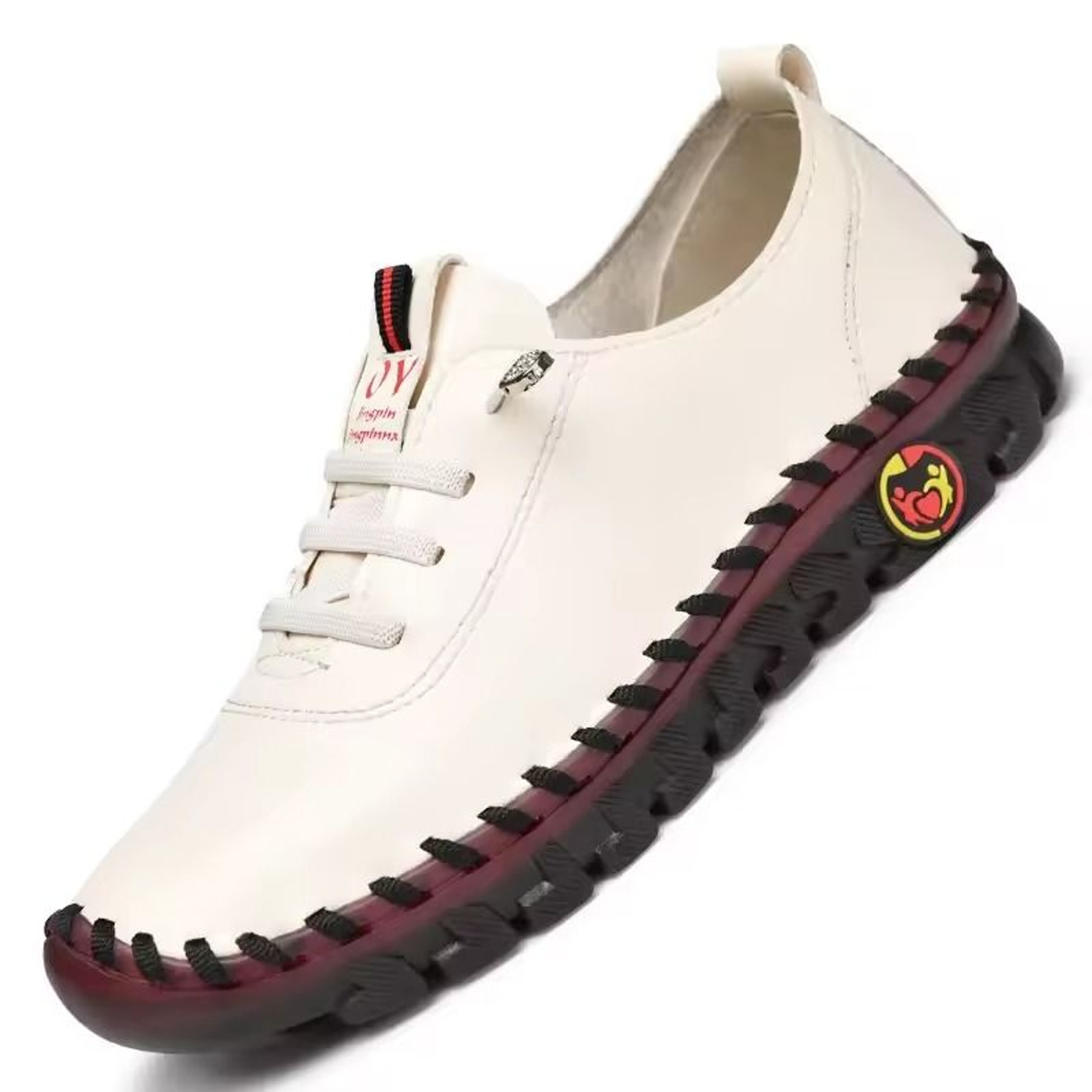 Womens Large Size PU Leather Sneakers With Flat Bottom And Elastic Straps 9