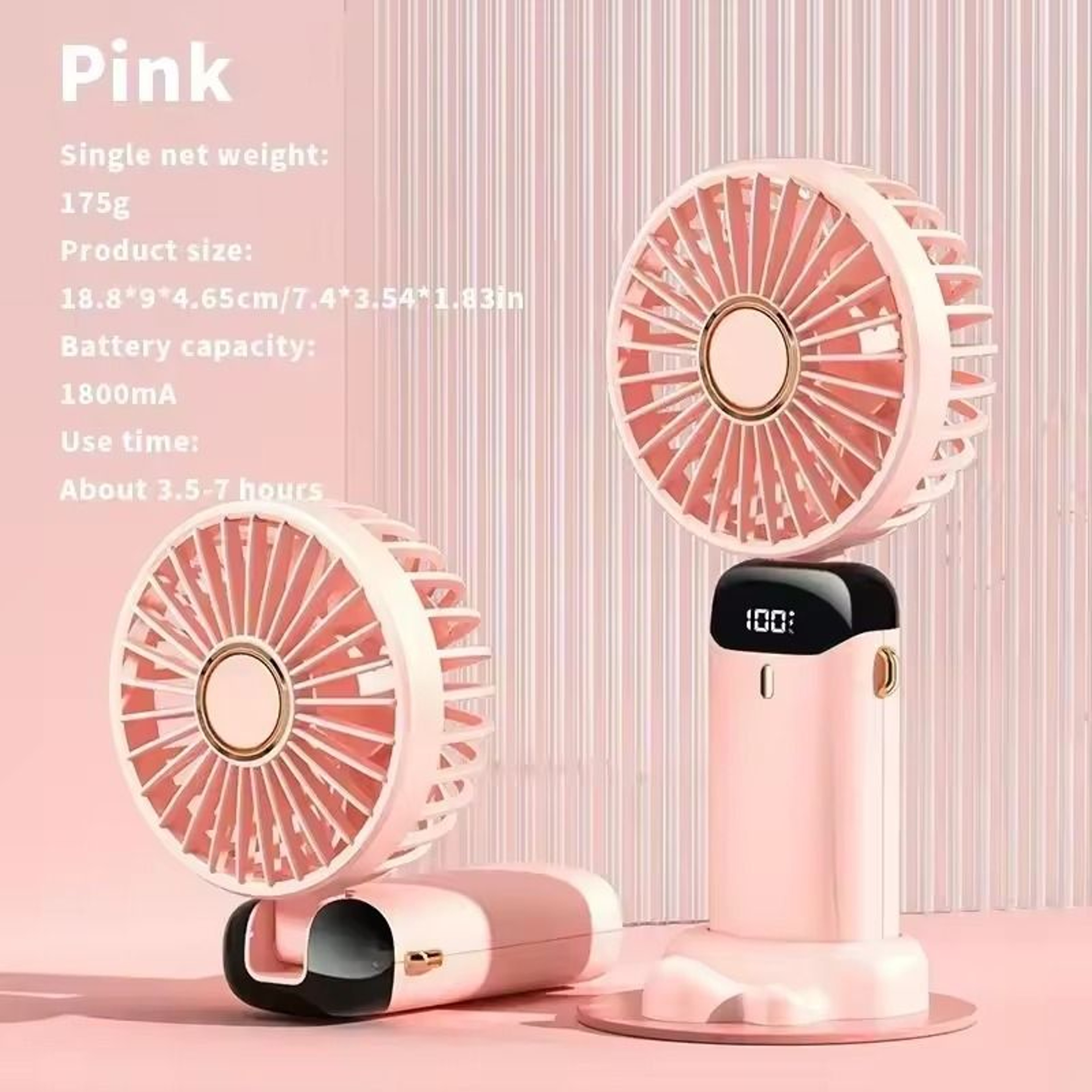 Rechargeable Foldable Mini Fan With LED Display And Adjustable Speeds 6