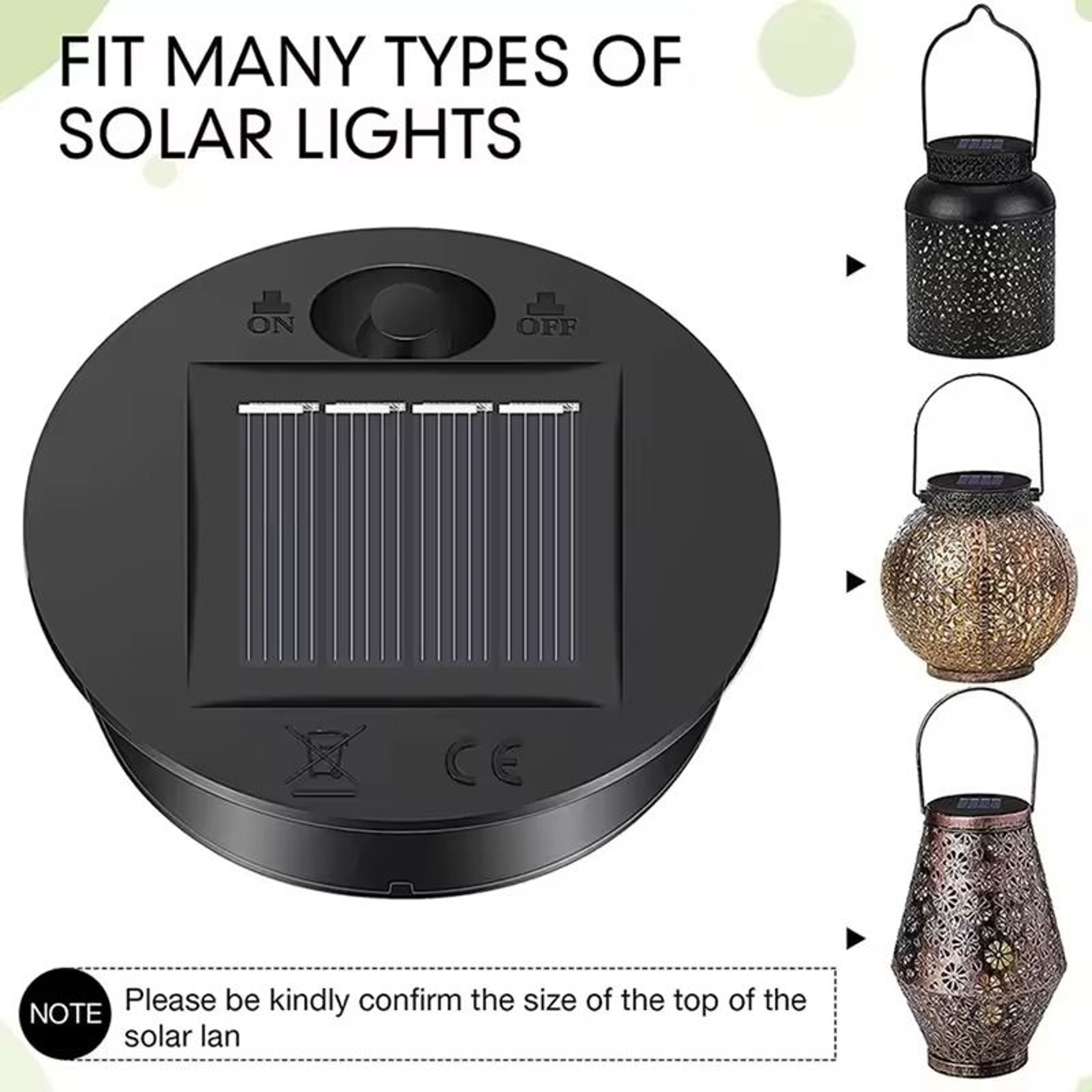 Solar Lantern Replacement Lids With LED Panel For Outdoor Hanging Lights 3