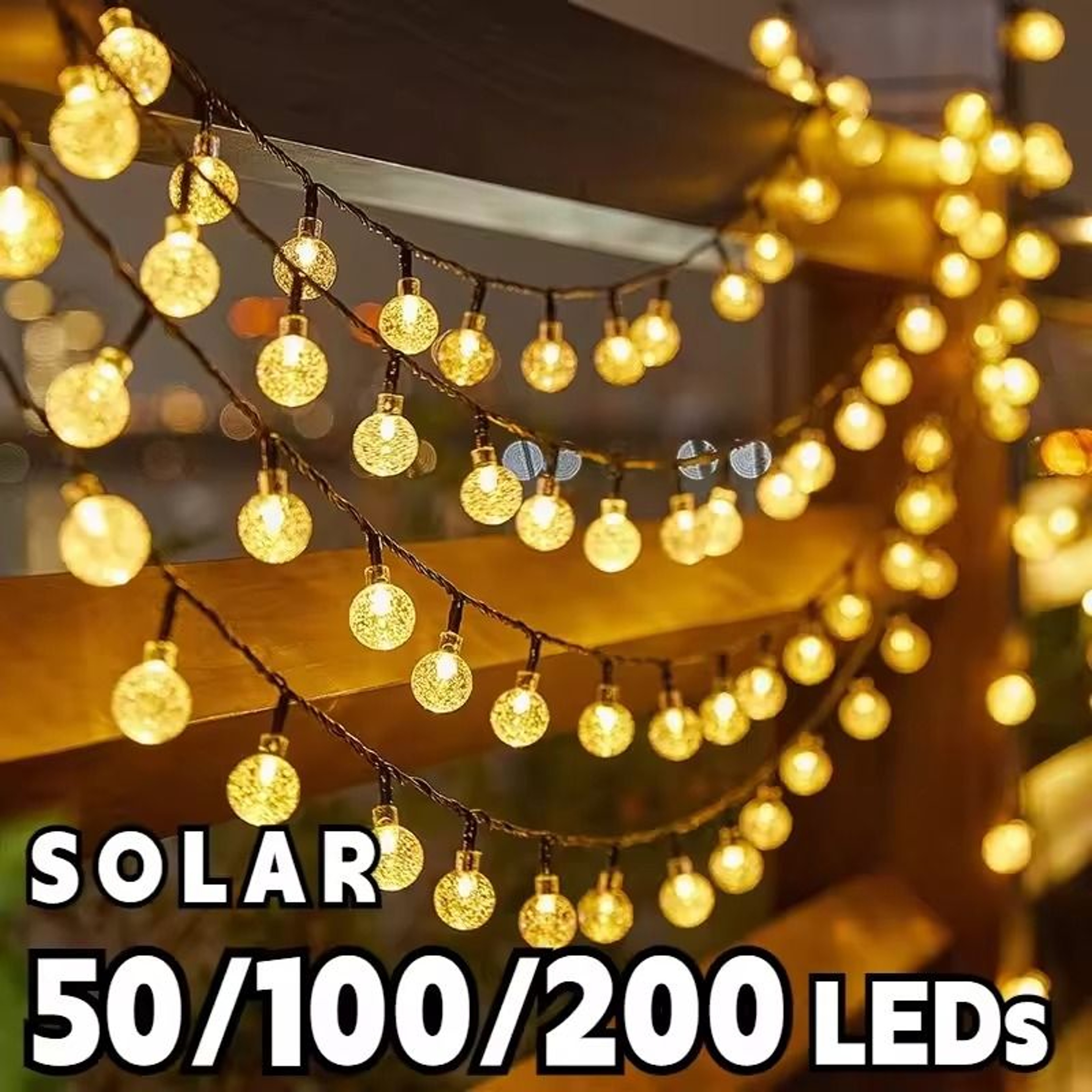 Solar Crystal Globe LED String Lights For Outdoor Garden And Party Decor 0