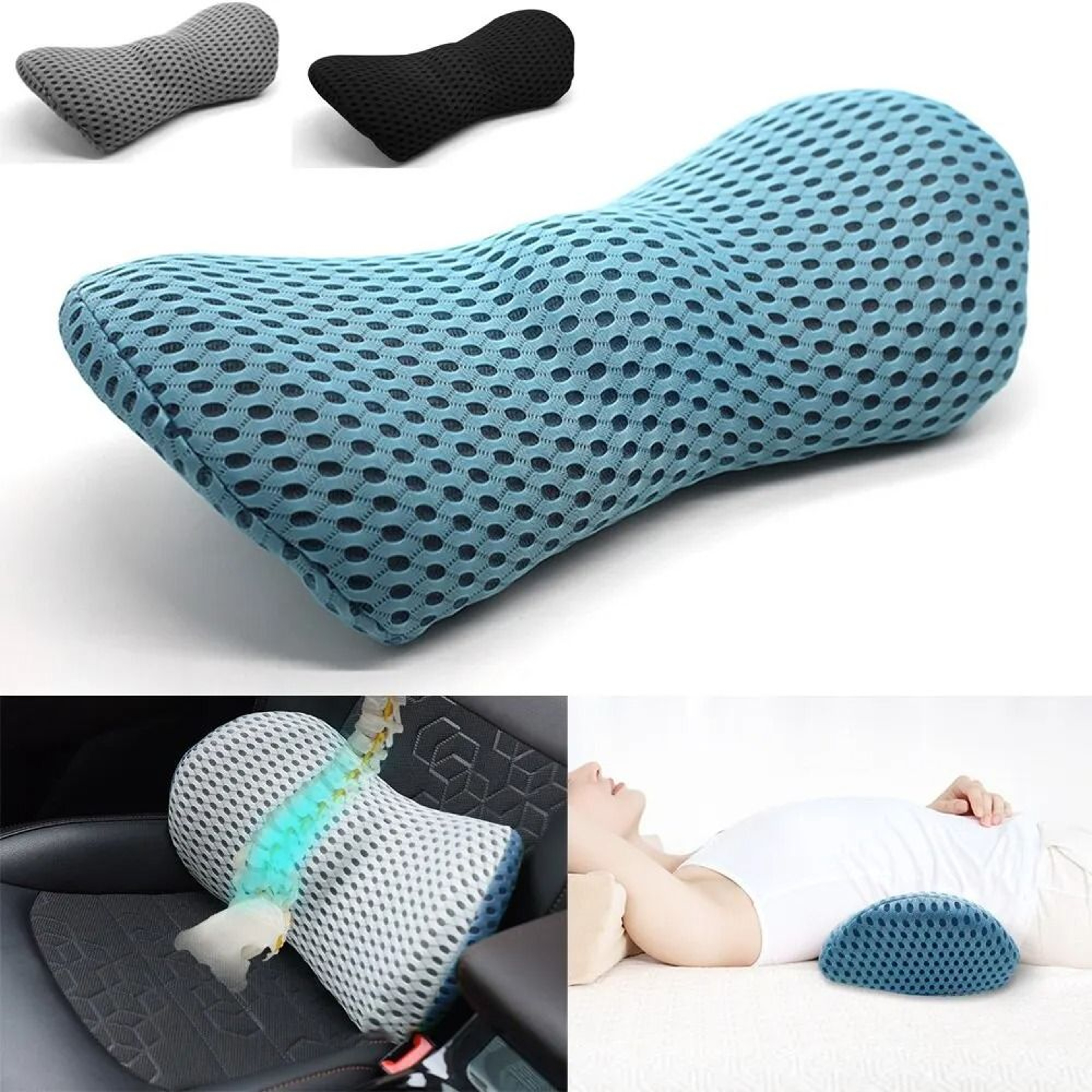 Breathable Memory Foam Lumbar Support Pillow For Car Seat And Bed Comfort 0