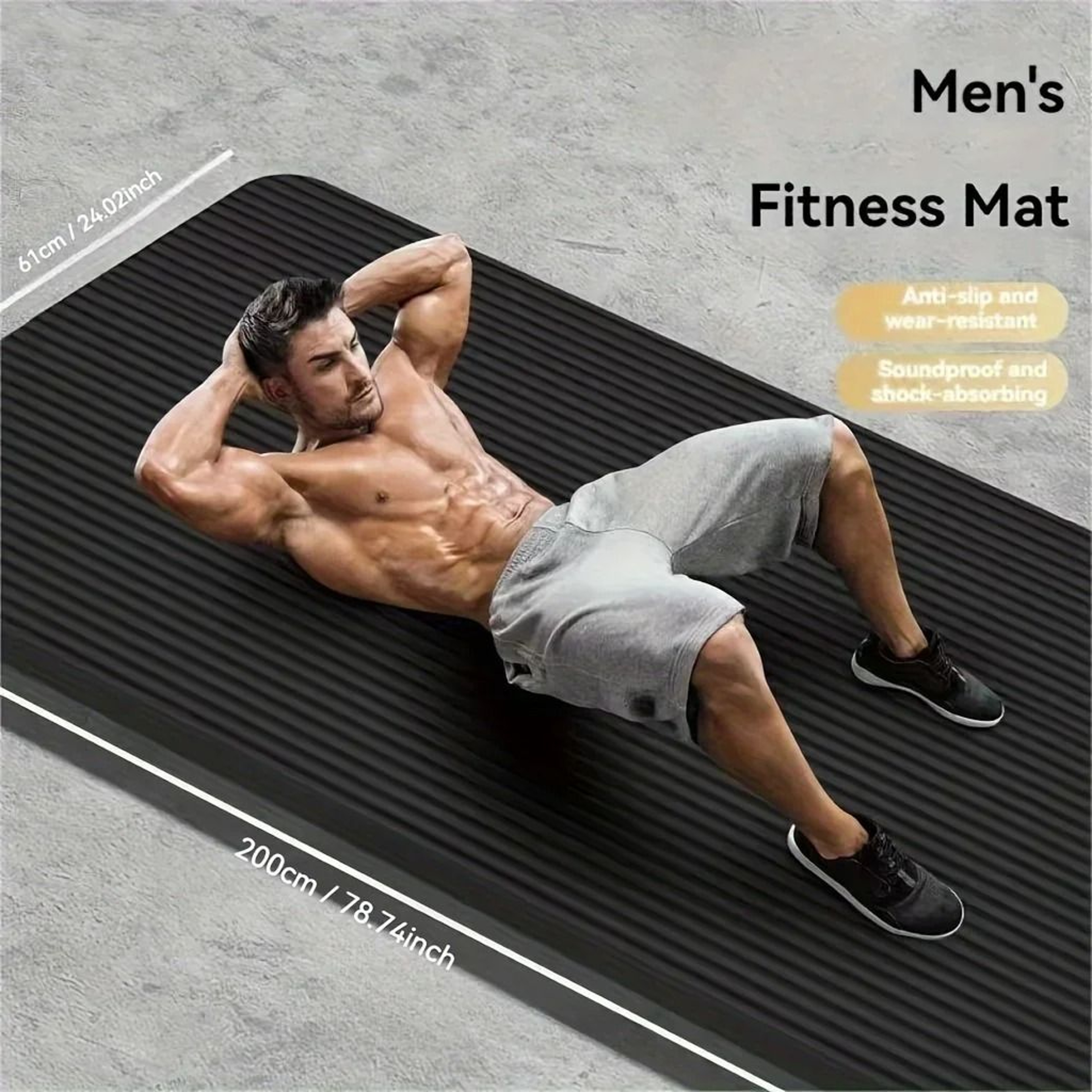NBR Non Slip Thick Yoga Mat Durable Home Fitness Exercise Mat 0