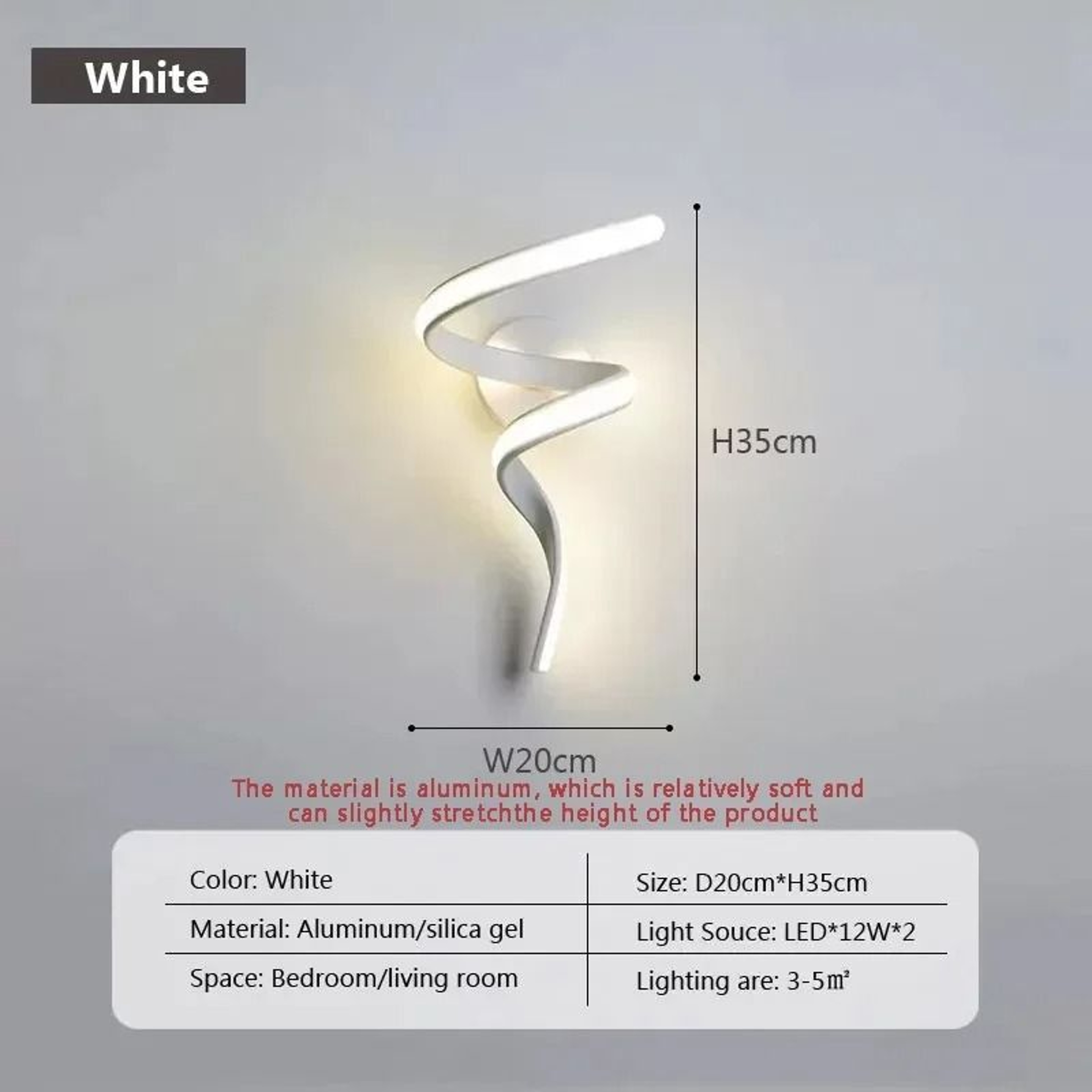 LED Wall Lamp Nordic Spiral Sconce Light For Indoor Hallway Bedroom Bedside Or Stair Lighting Decor 6