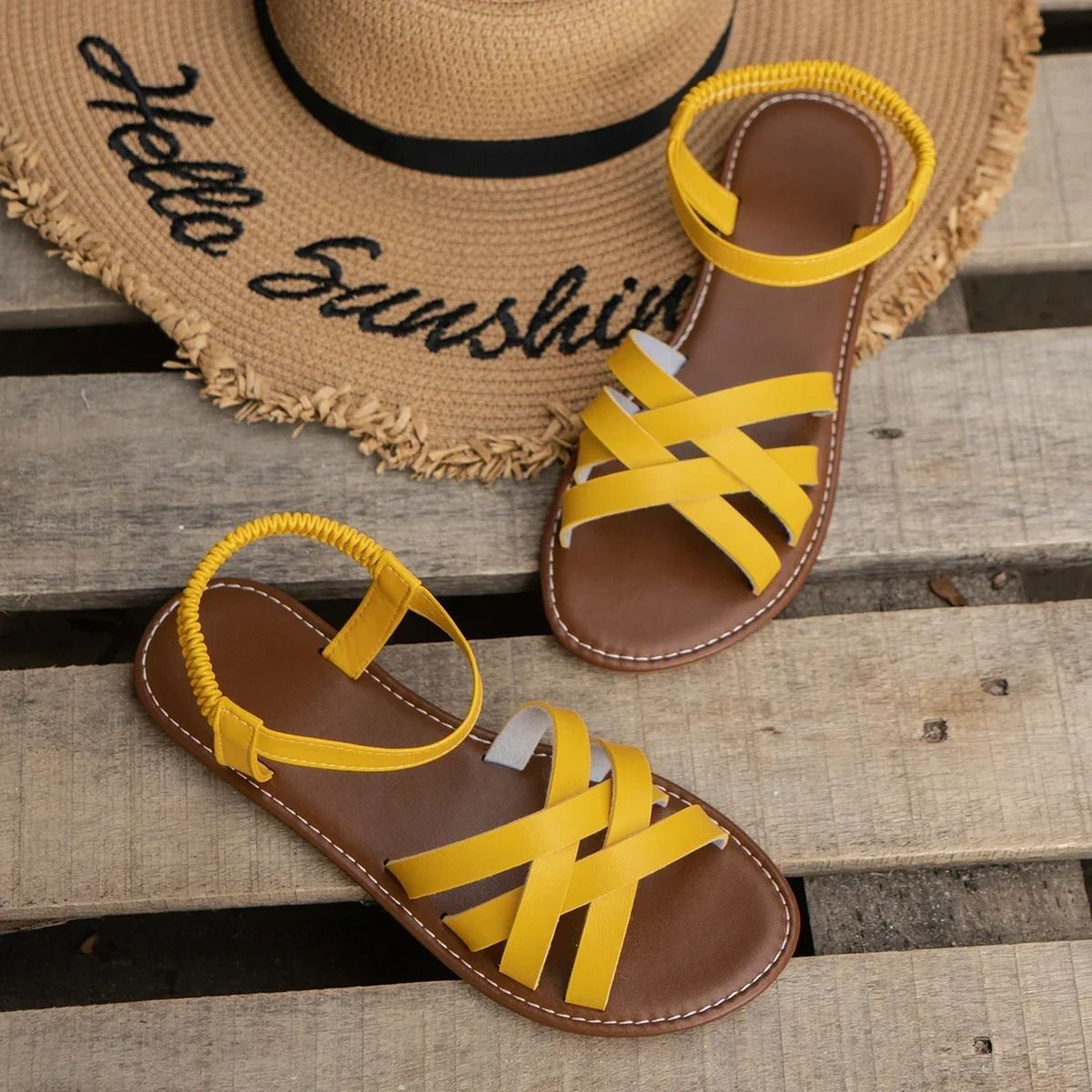 Womens Lightweight Flat Sandals With Elastic Band For Casual Spring And Summer Comfort 6