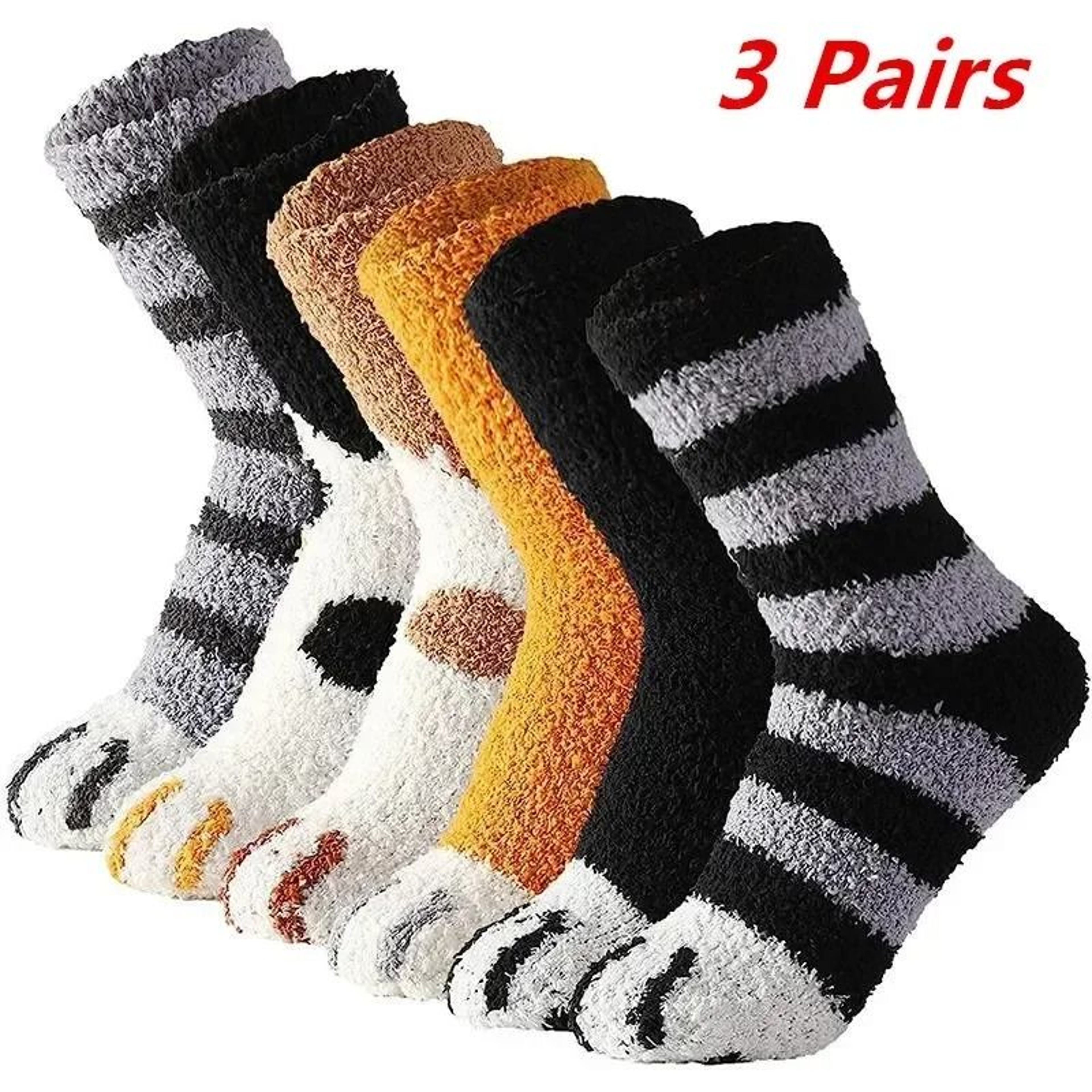 Women 3D Animal Toe Socks Set With Cat Paw And Stripe Designs For Fun Everyday Wear 0