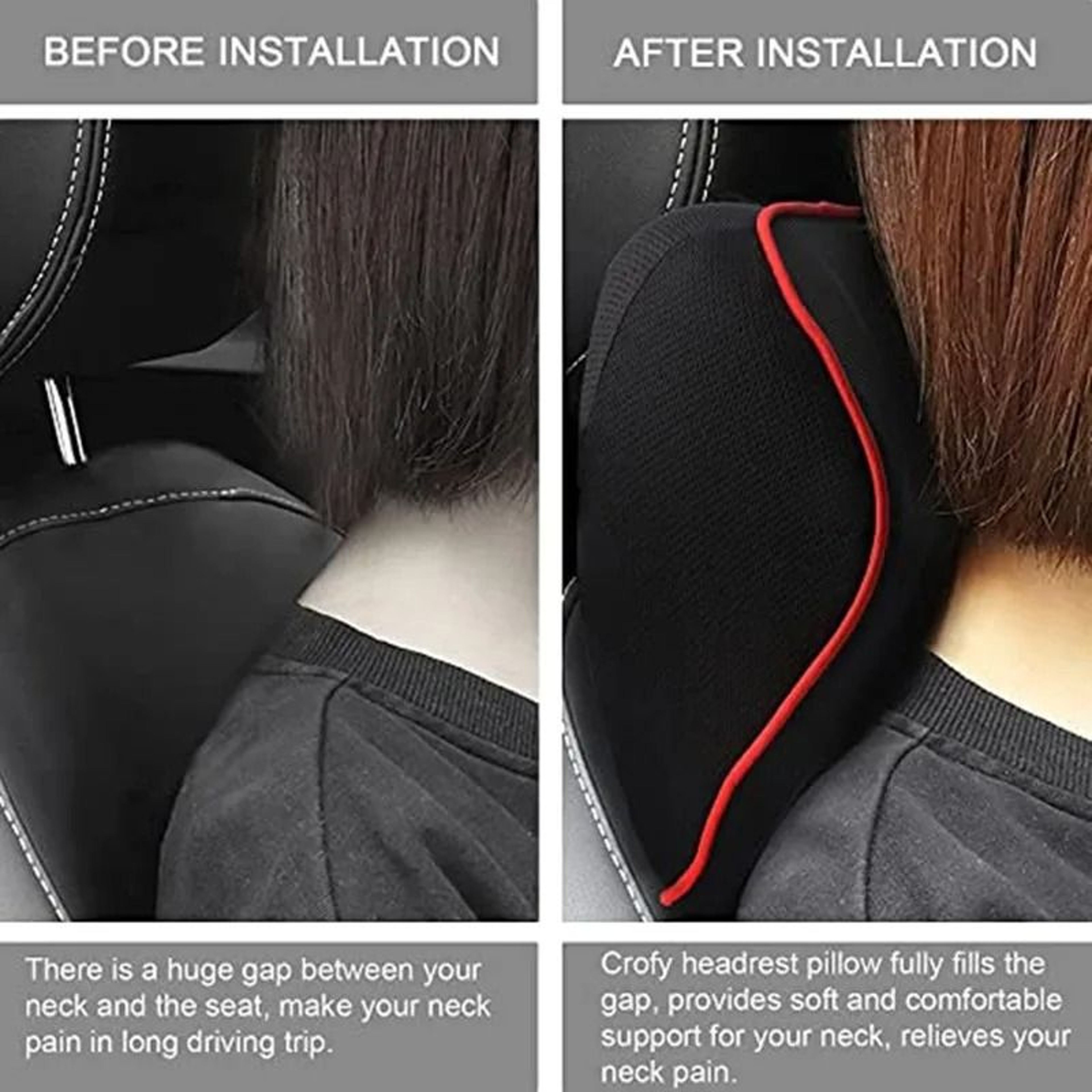 Memory Foam Car Neck And Lumbar Support Pillow For Travel And Daily Driving Comfort 2