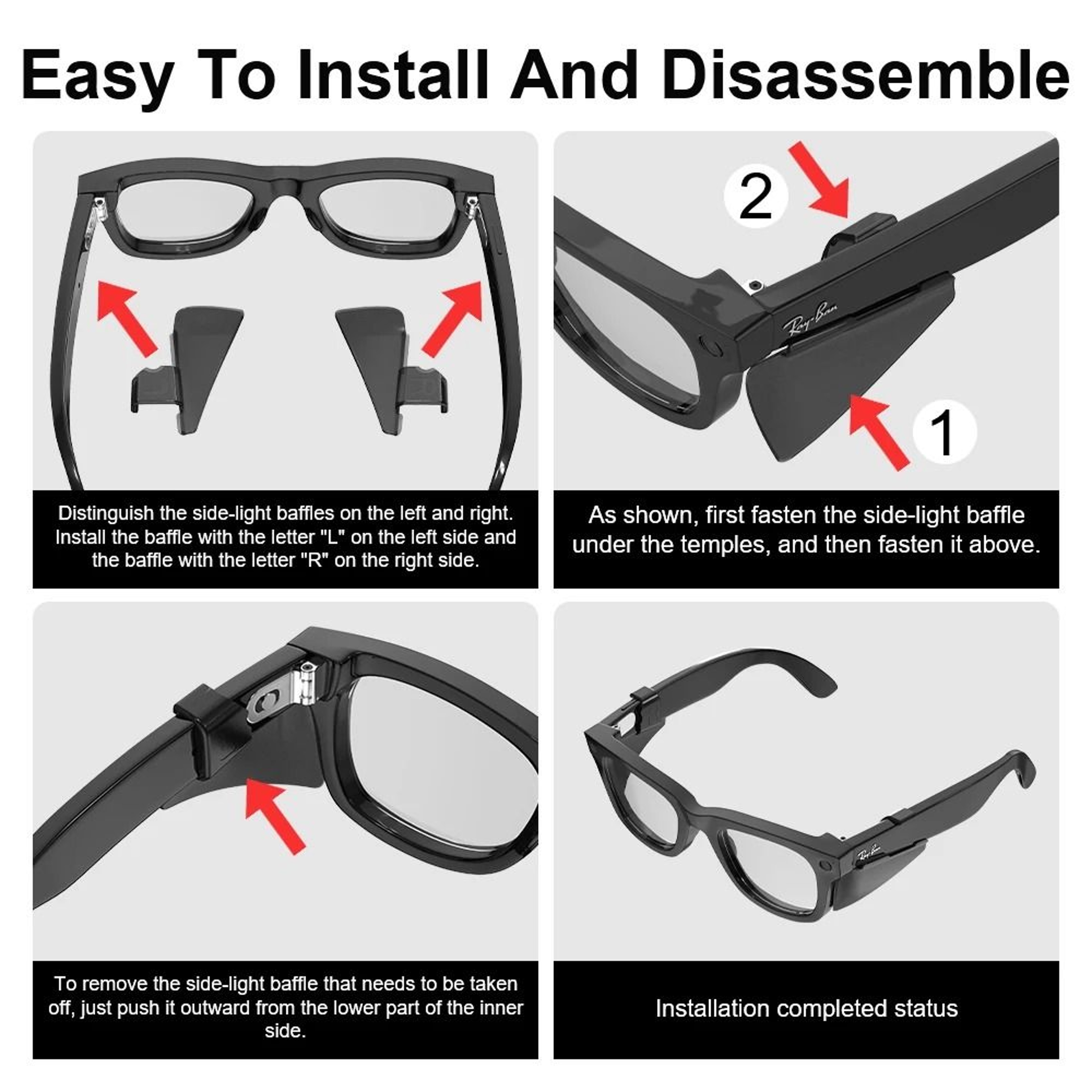 Anti Glare Light Shield For Ray Ban Meta Wayfarer RW4008 RW4006 RW4010 RW4009 Smart Glasses Accesso 4