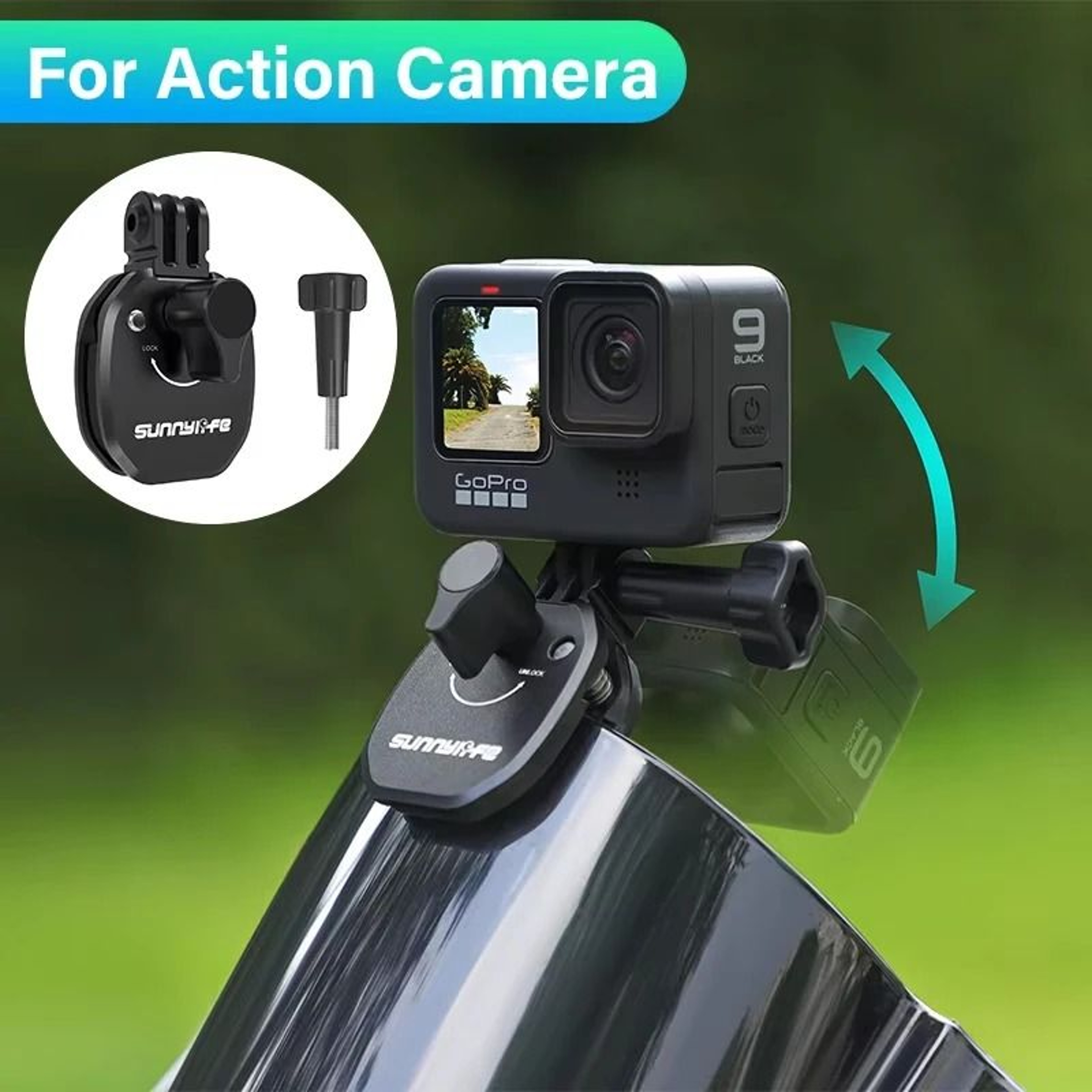 Motorcycle Windshield Mount Clamp For GoPro Insta360 DJI Osmo Action Cameras Aluminum Clip For Secu 1
