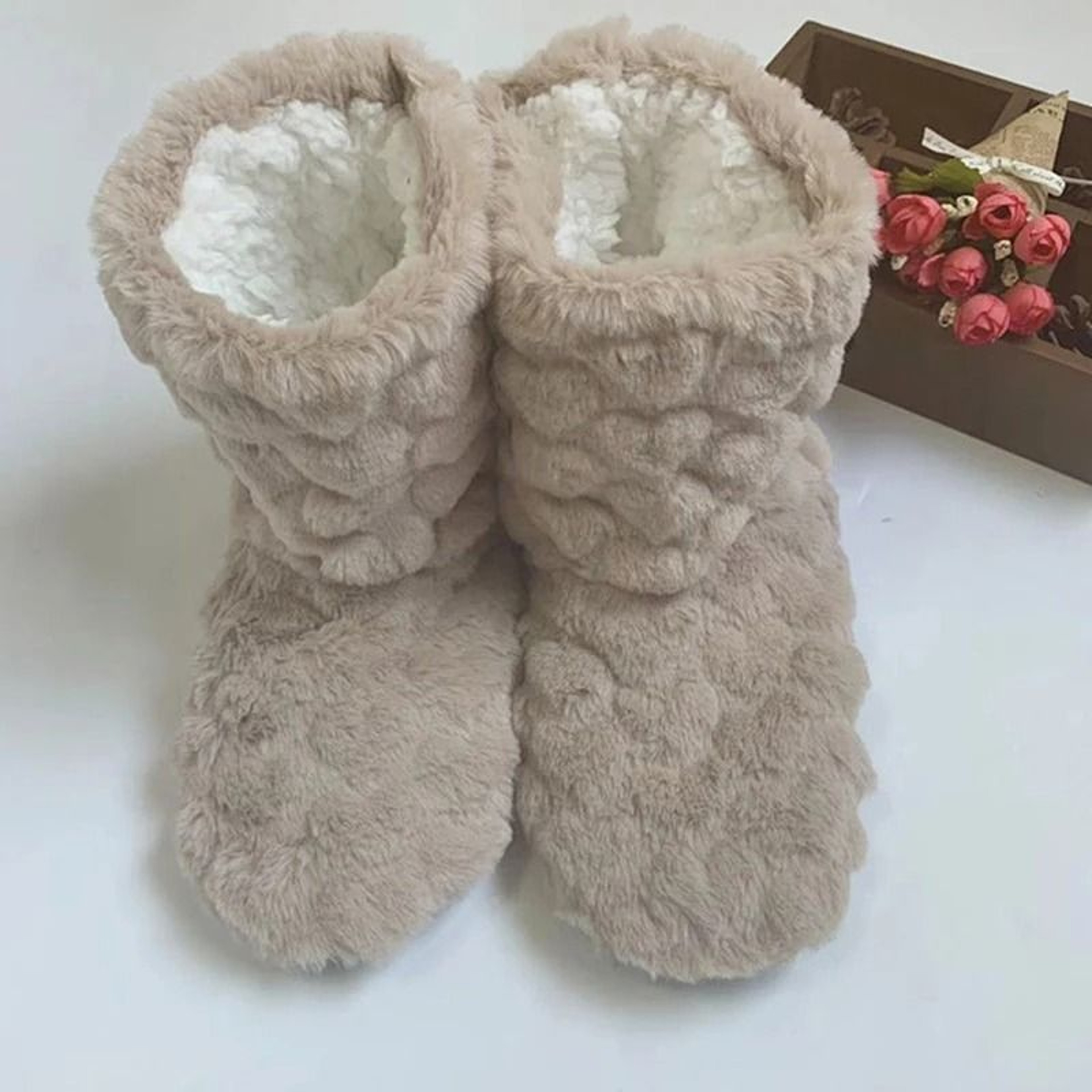 Winter Velvet Slipper Socks For Women With Anti Slip Sole Thick Lining High Tube Design For Indoor  10