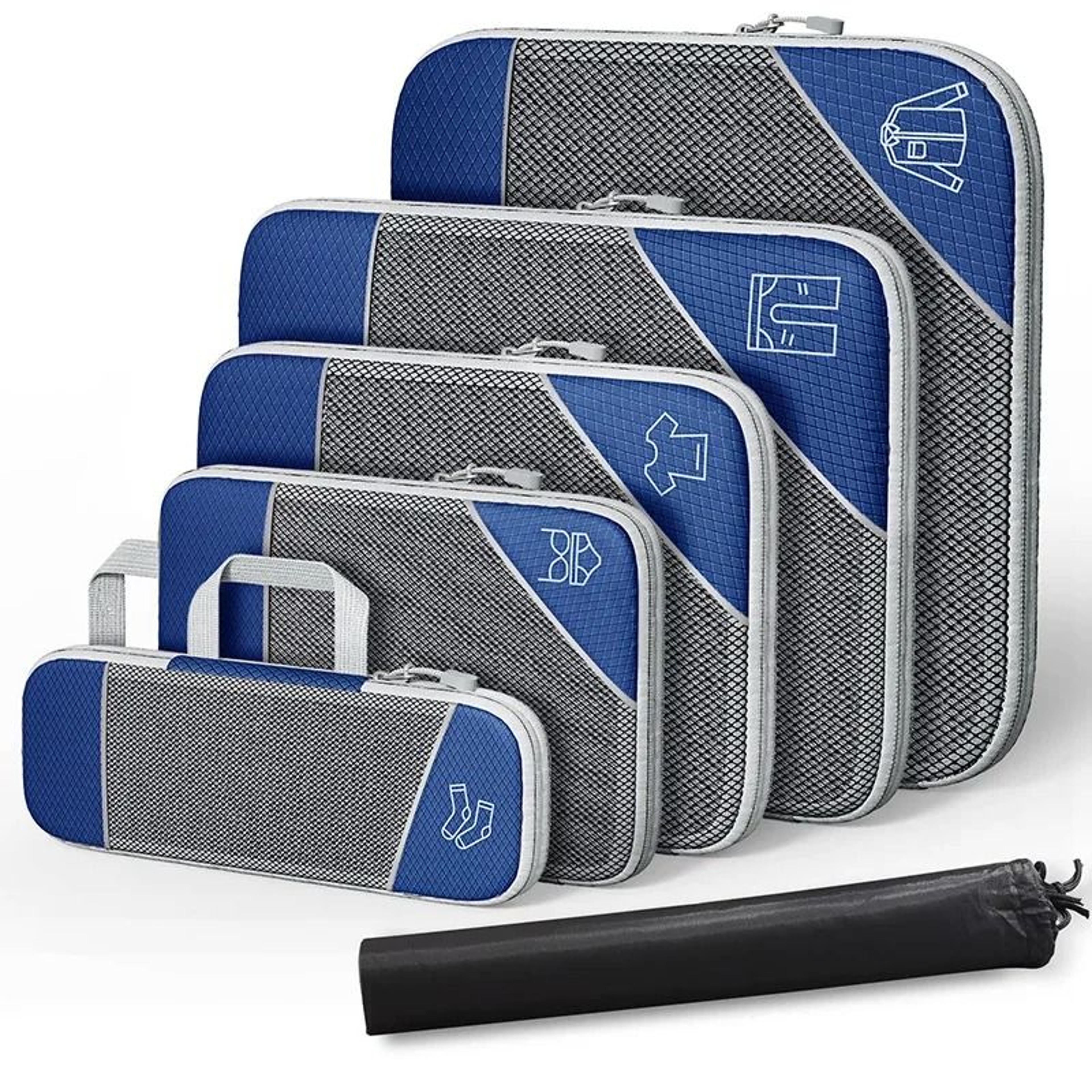 6 Piece Travel Compression Packing Cube Set With Mesh Storage And Shoe Bag For Lightweight Luggage  17