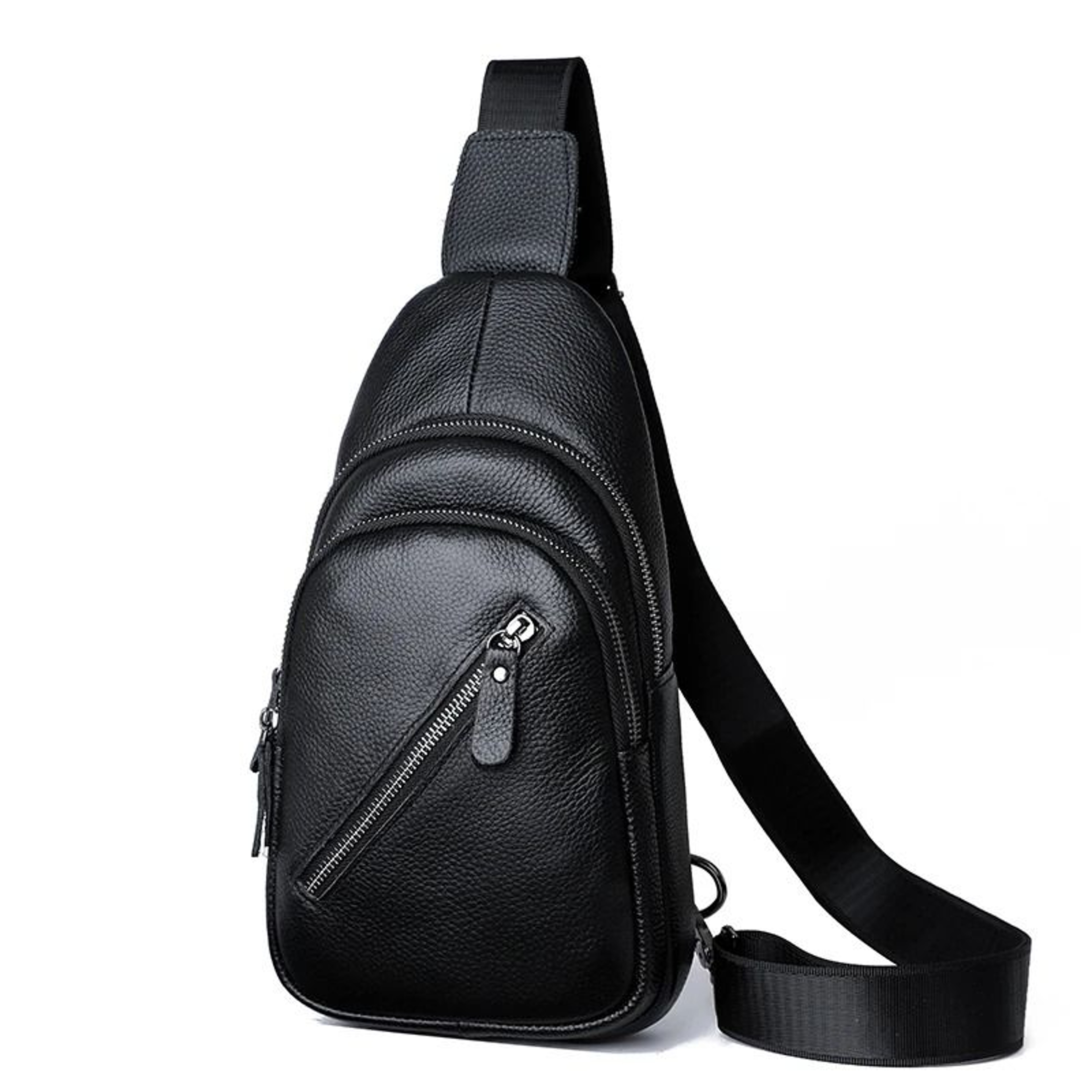 Mens Genuine Leather Crossbody Chest Bag With Adjustable Strap For Daily Travel And Casual Use 8