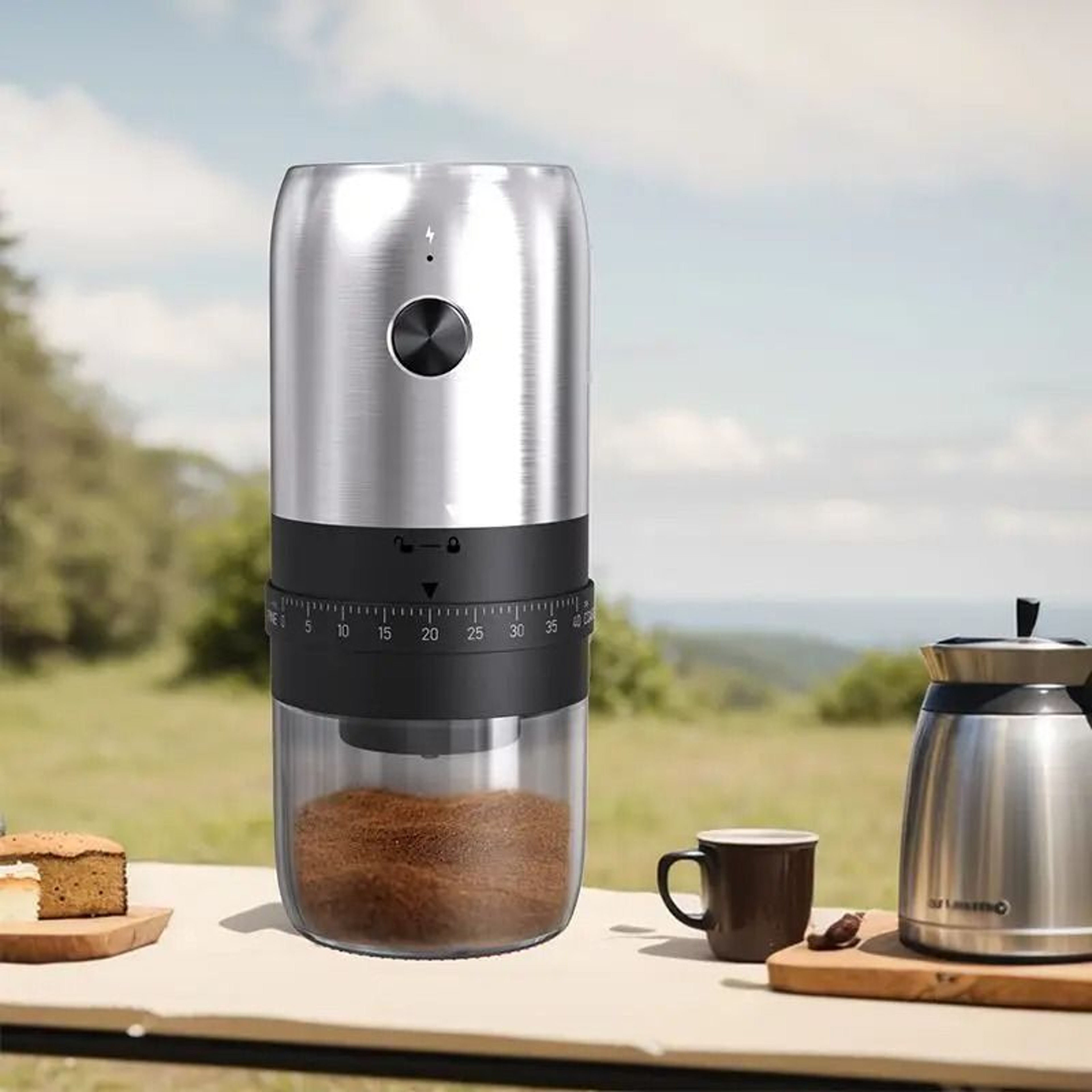 Electric Coffee Grinder With Adjustable 40 Gears And Rechargeable Battery 4