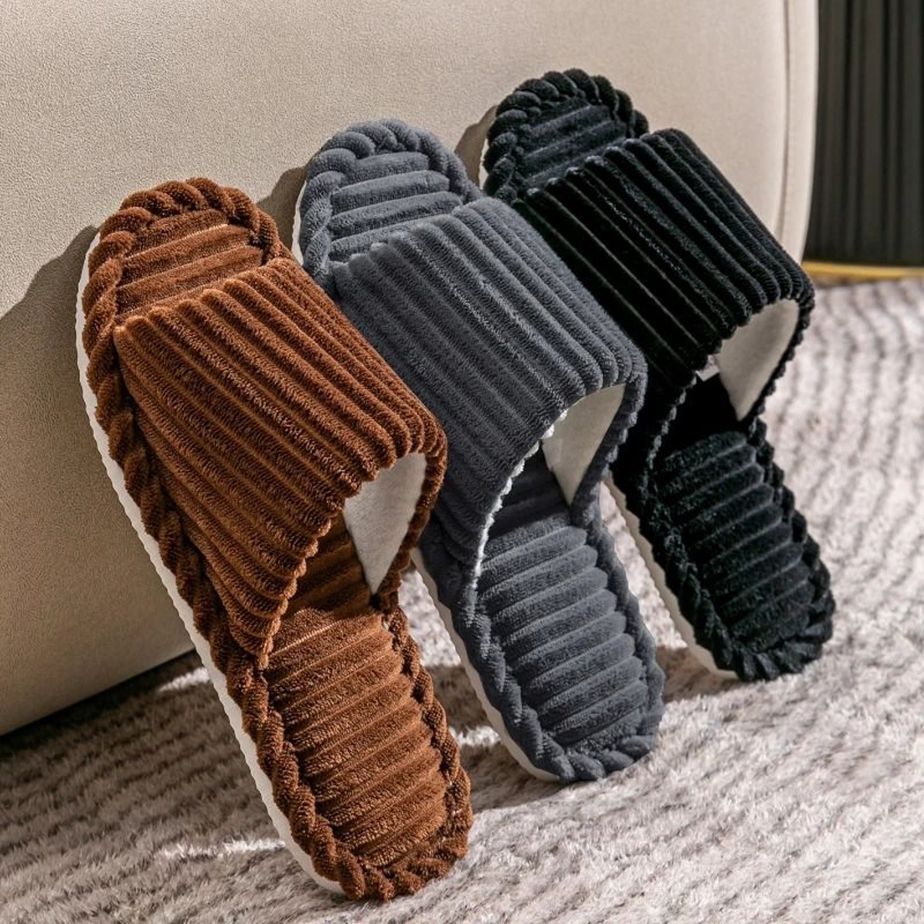 Men Breathable Open Toe Indoor Slippers Anti Slip 0