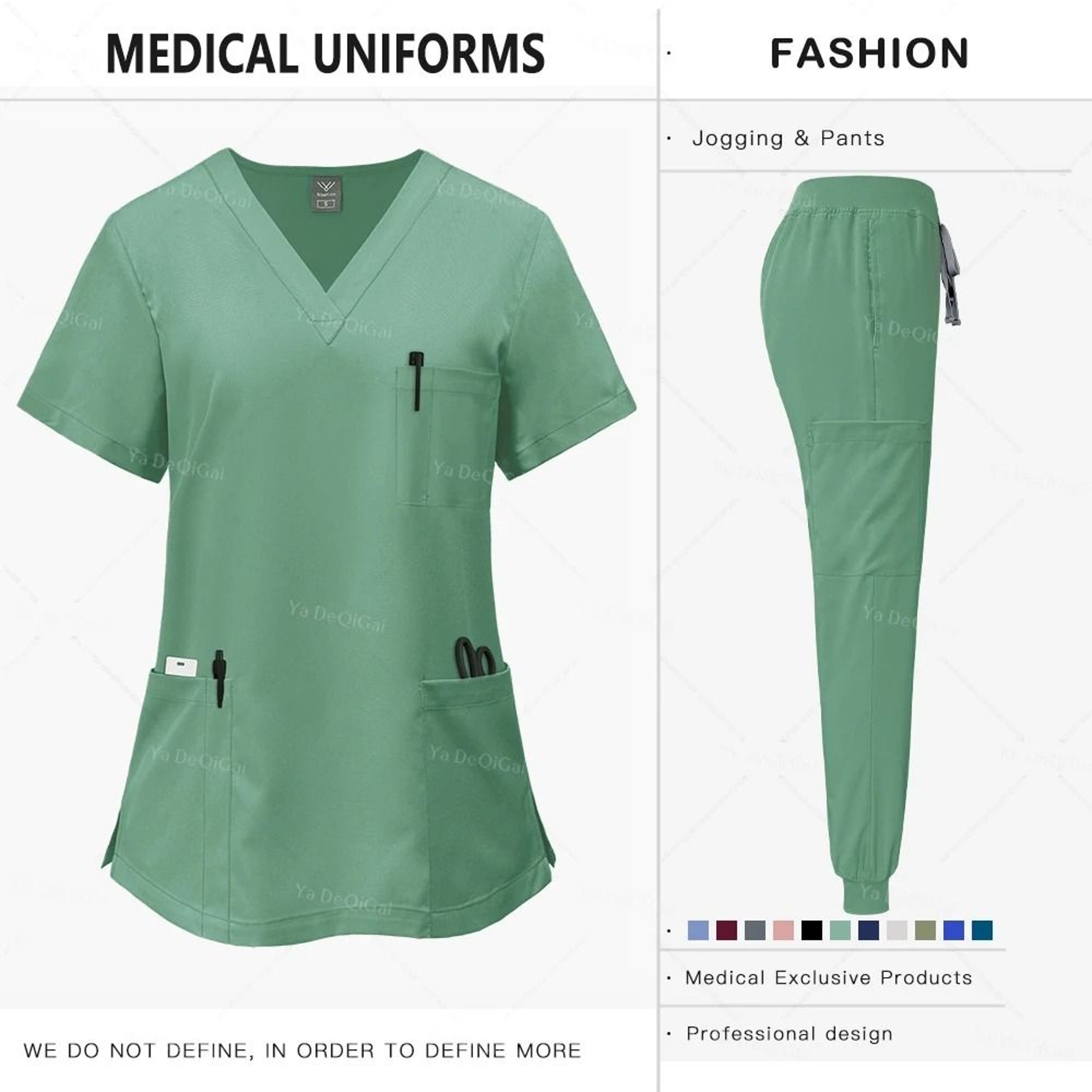 Pink Clinical Uniform Women Pharmacy Nurse Workwear Scrub Set 3
