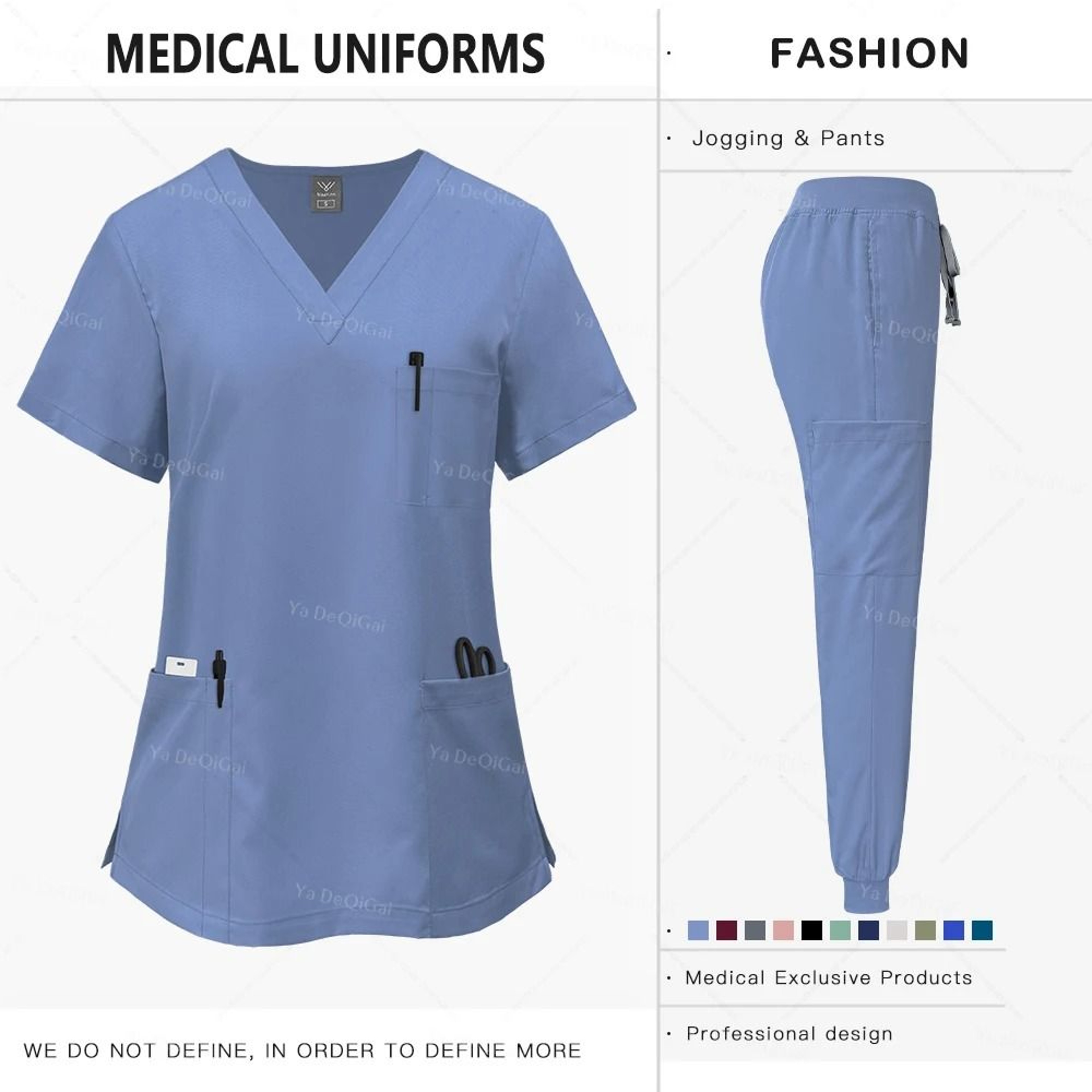 Pink Clinical Uniform Women Pharmacy Nurse Workwear Scrub Set 6