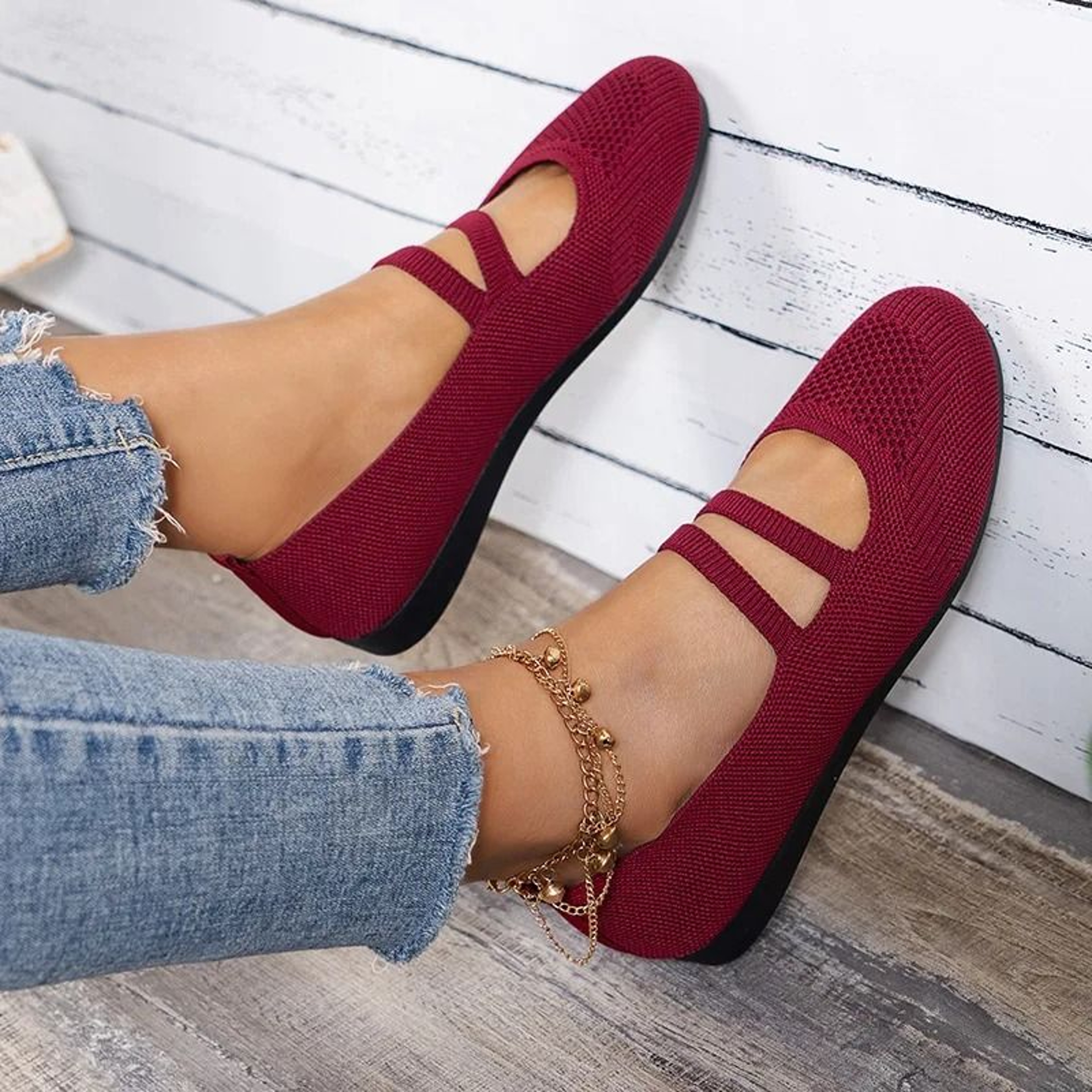 Womens Elastic Knitted Slip On Breathable Loafers Lightweight Street Flats 6