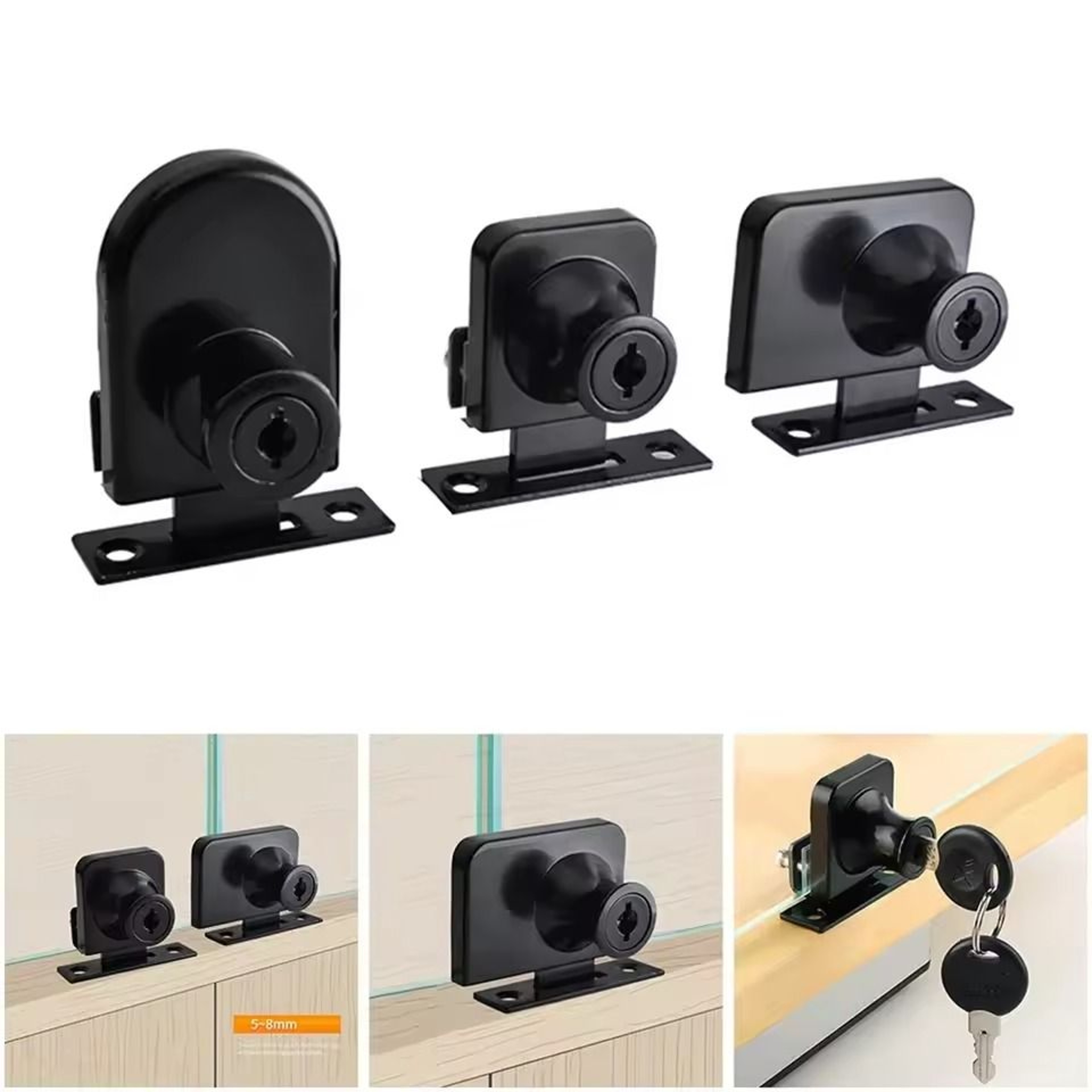 Showcase Lock Display Cabinet Sliding Glass Door Lock With Keys For 5 To 8mm Glass Doors 0