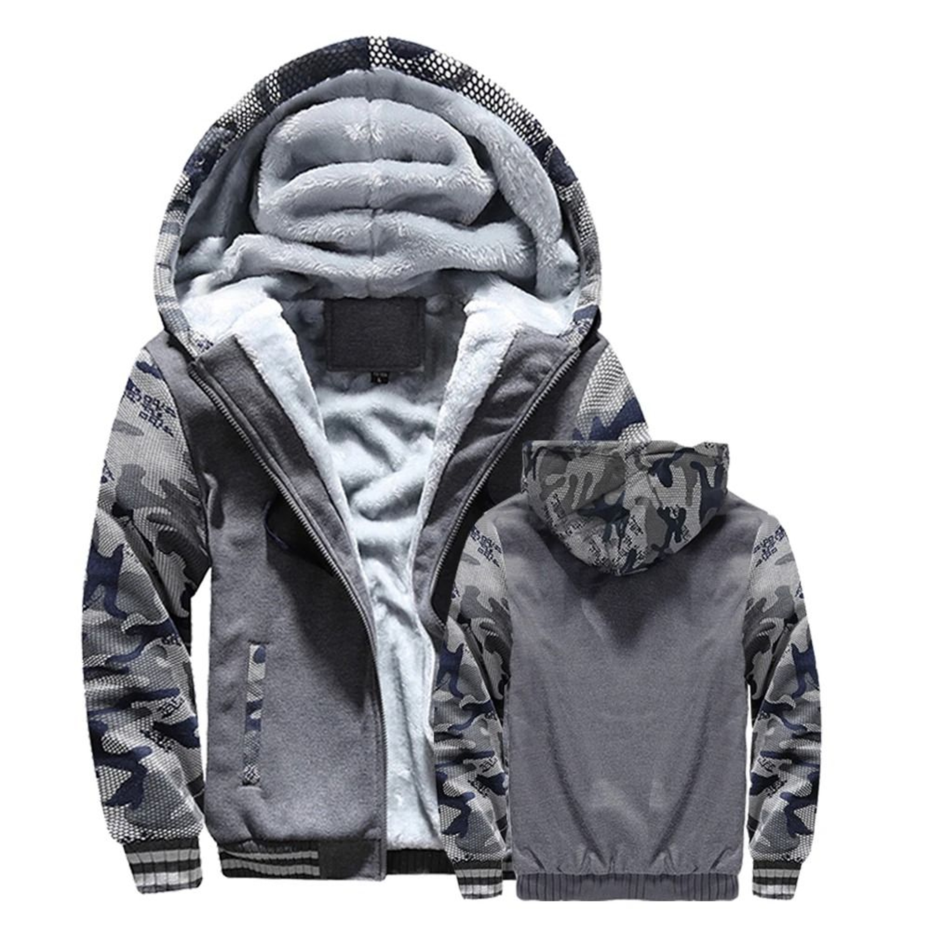 Mens Winter Fleece Hooded Jacket Warm Thick Zipper Coat 11