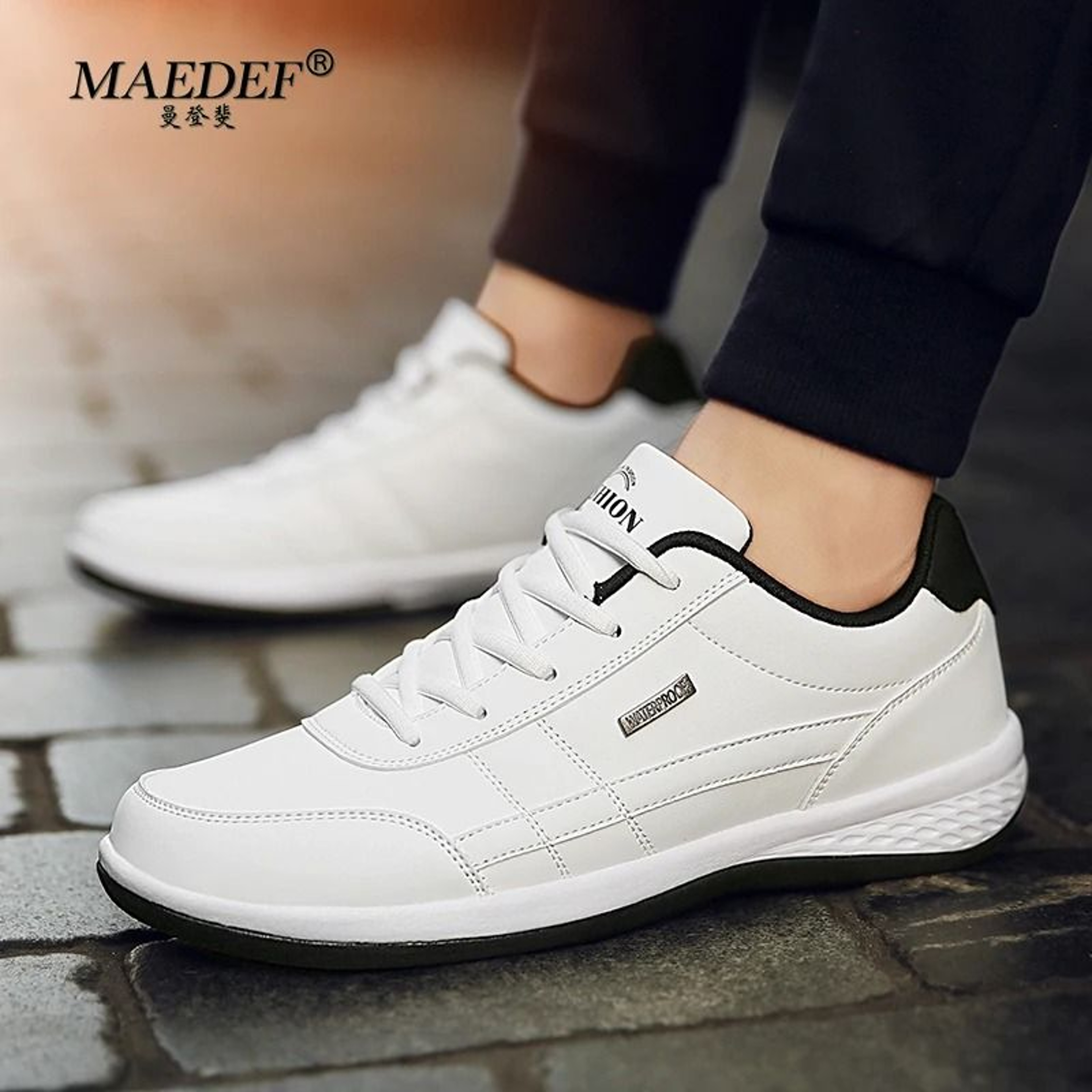 Mens Waterproof Artificial Leather Lace Up Sneakers Lightweight And Comfortable 5
