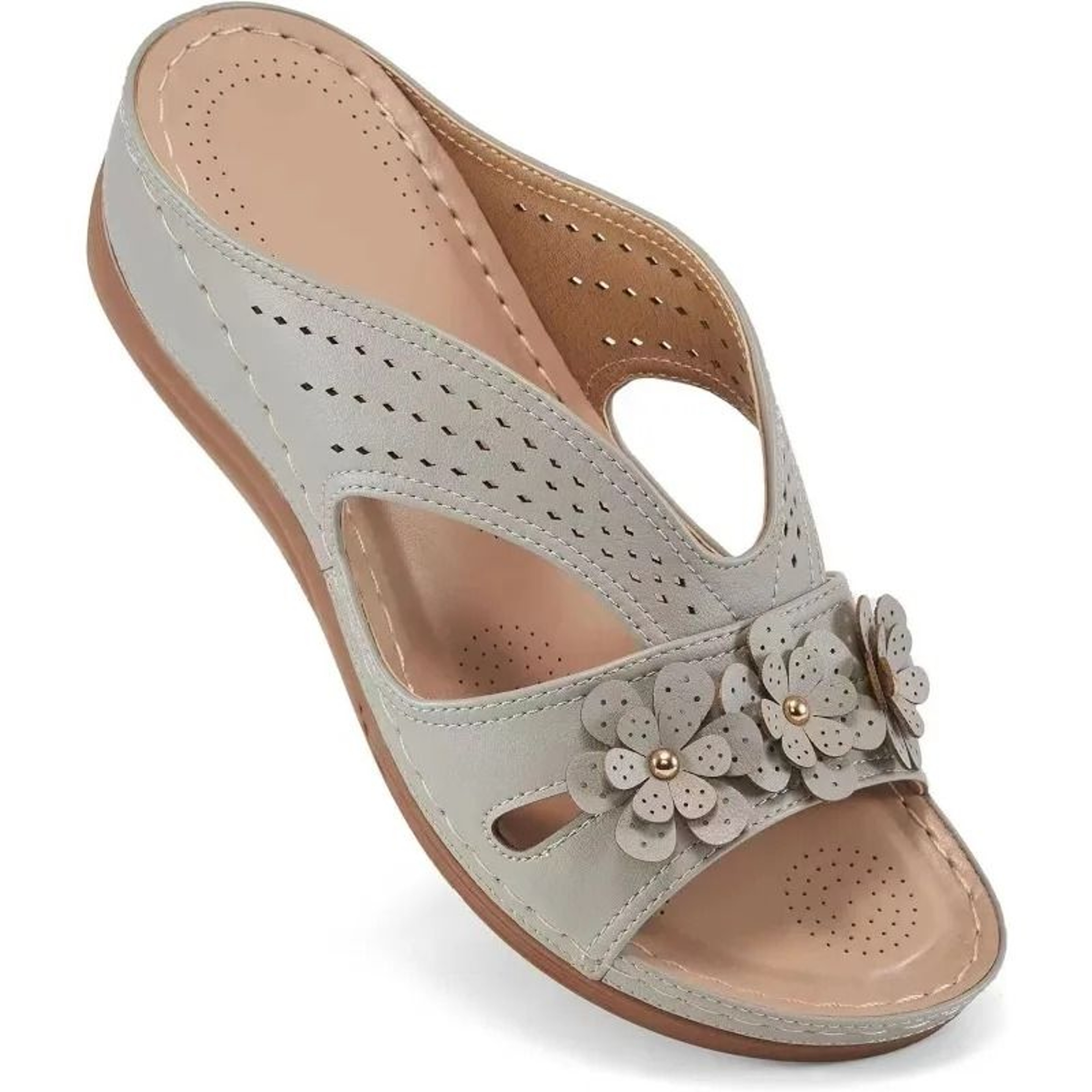 Women Casual Flower Hollow Wedge Slippers Platform Non Slip 4