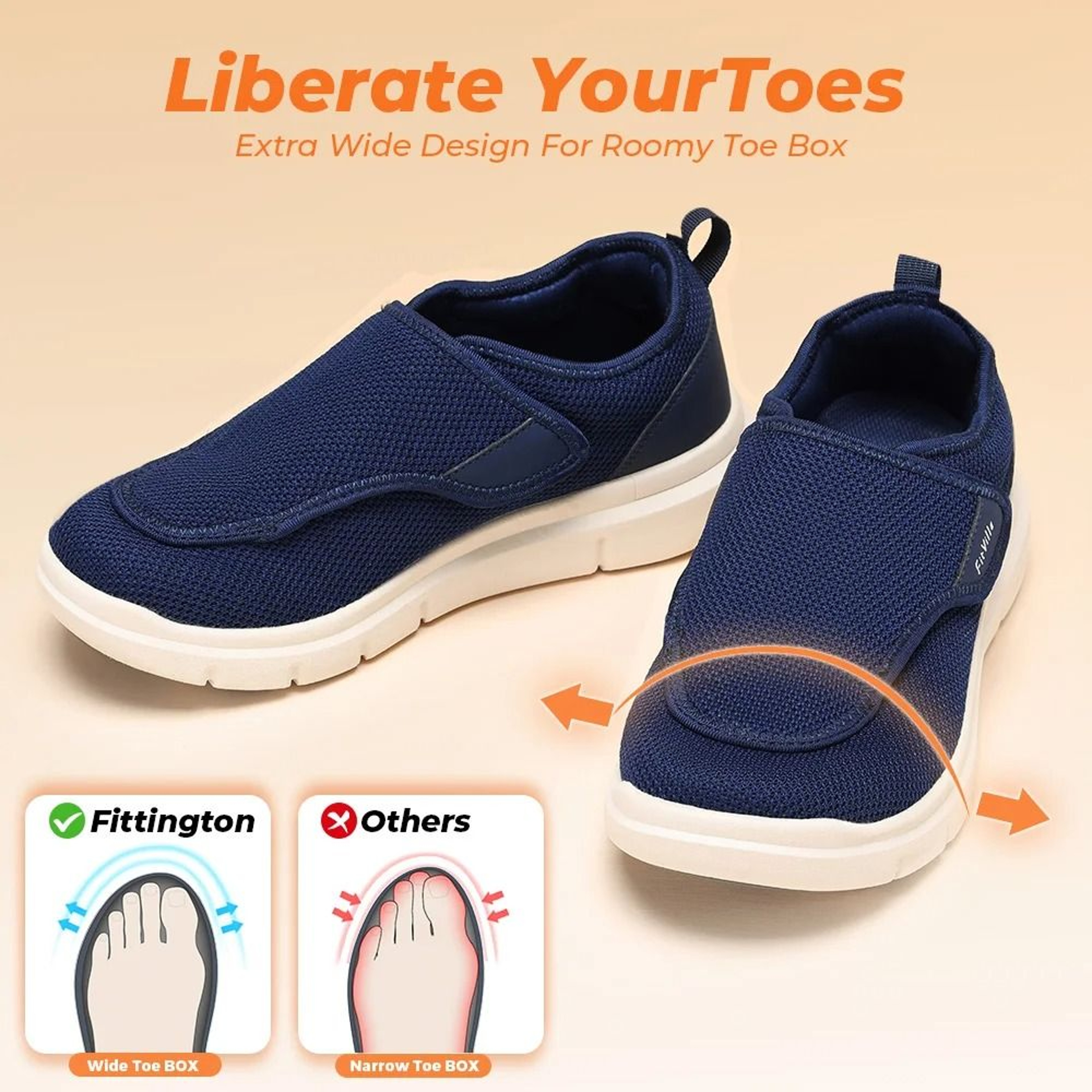 FitVille Extra Wide Mens Diabetic Shoes Orthopedic Adjustable Walking Shoes For Swollen Feet 3