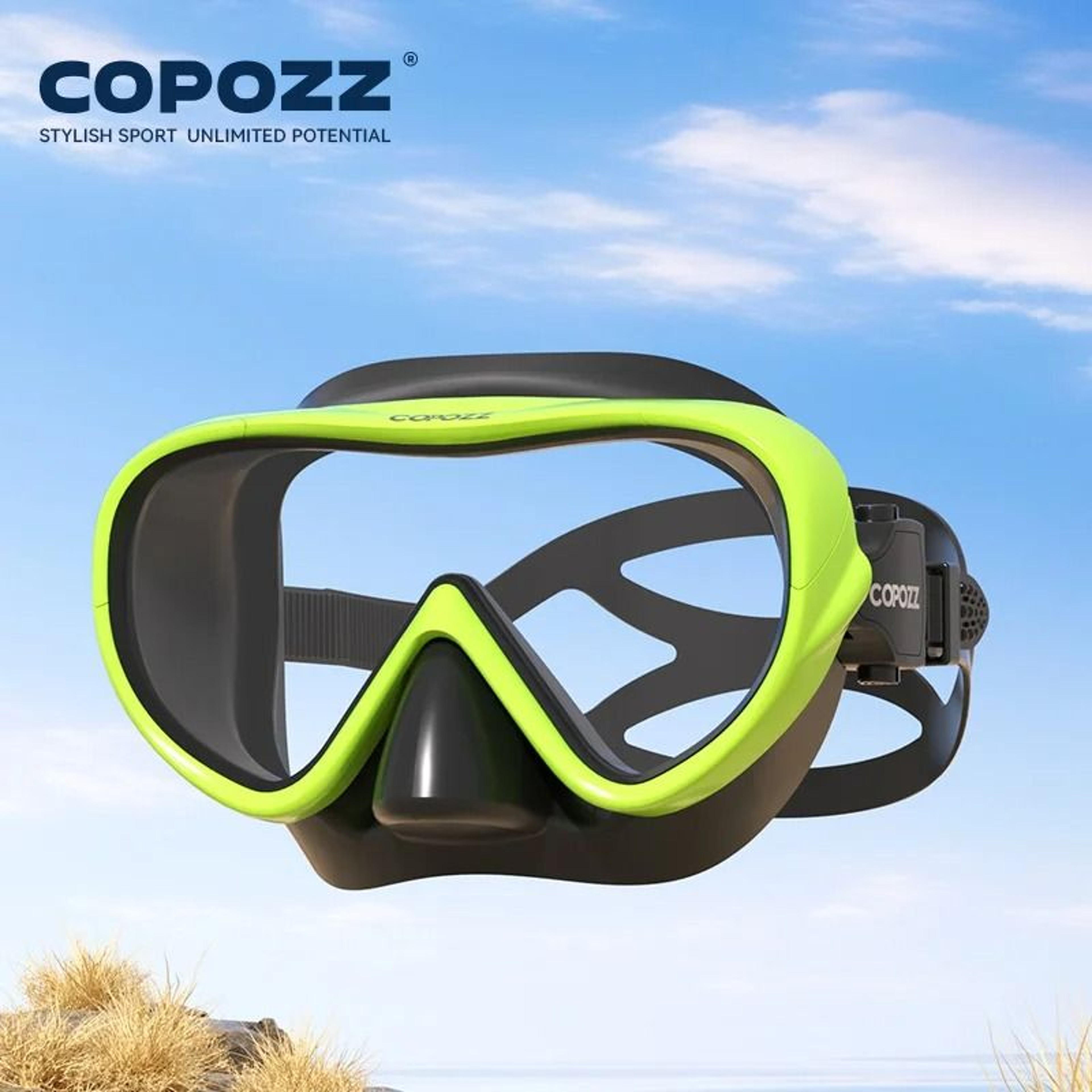 COPOZZ Professional Diving Mask Full Vision Snorkel Set Anti Fog Swimming Gear 10