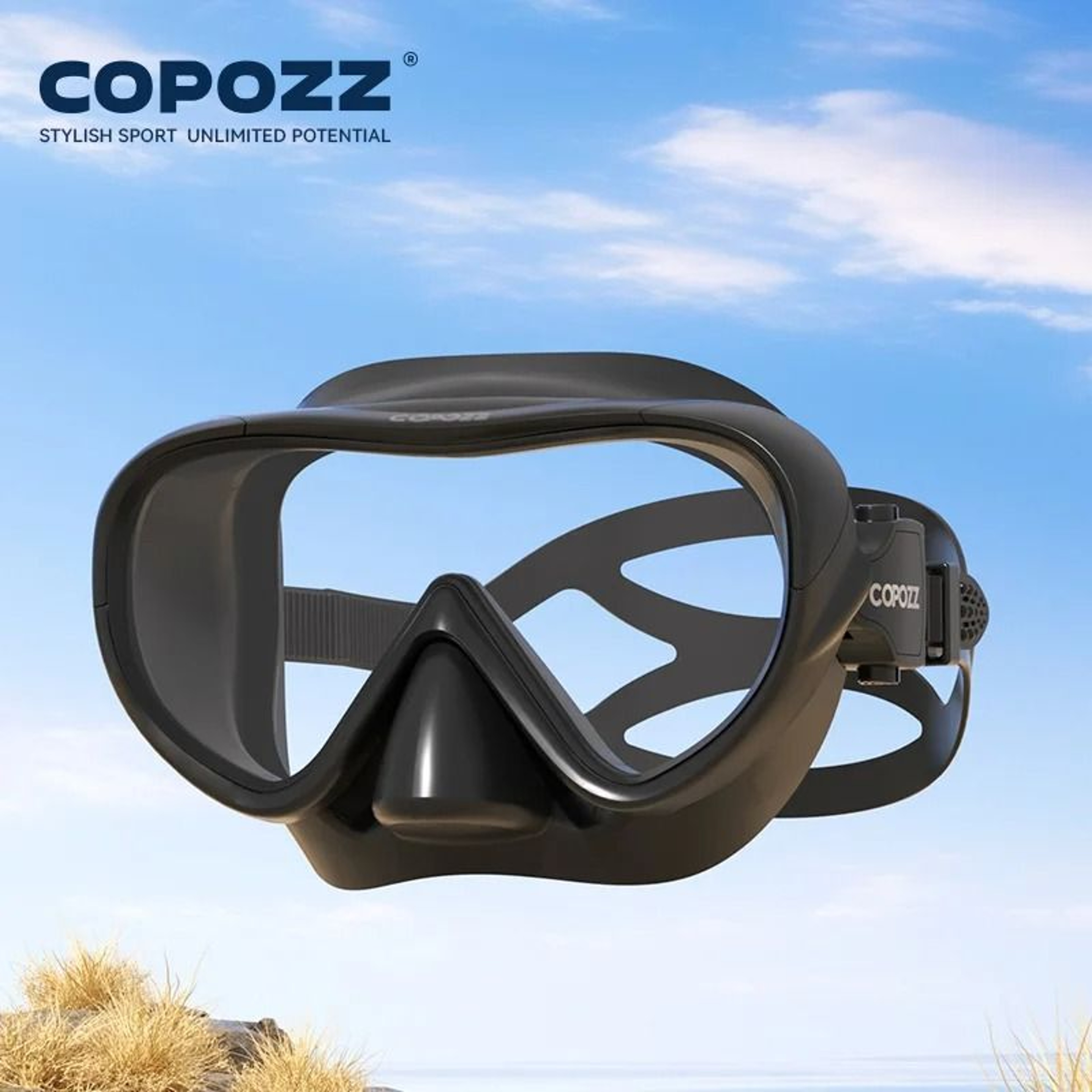 COPOZZ Professional Diving Mask Full Vision Snorkel Set Anti Fog Swimming Gear 6