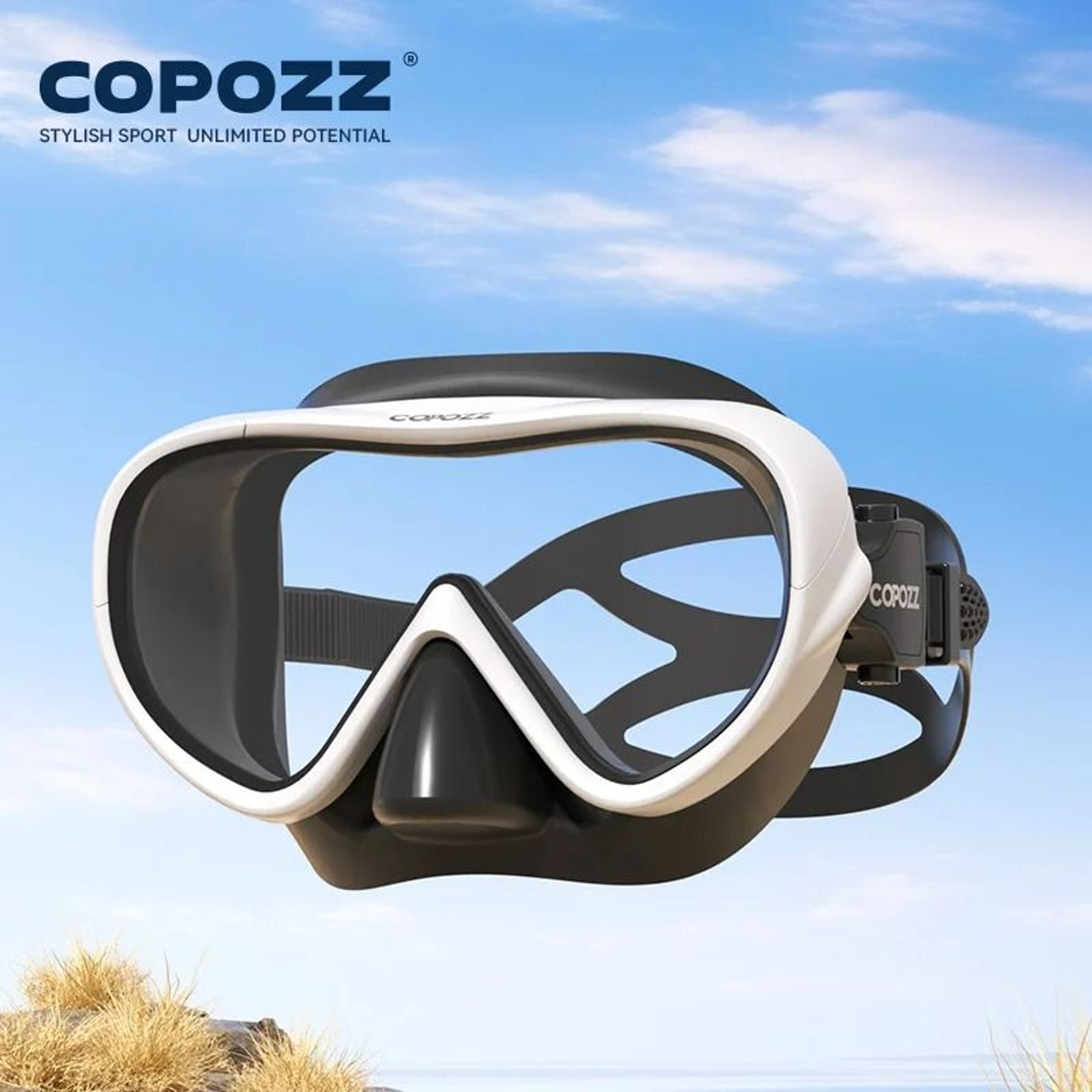 COPOZZ Professional Diving Mask Full Vision Snorkel Set Anti Fog Swimming Gear 8