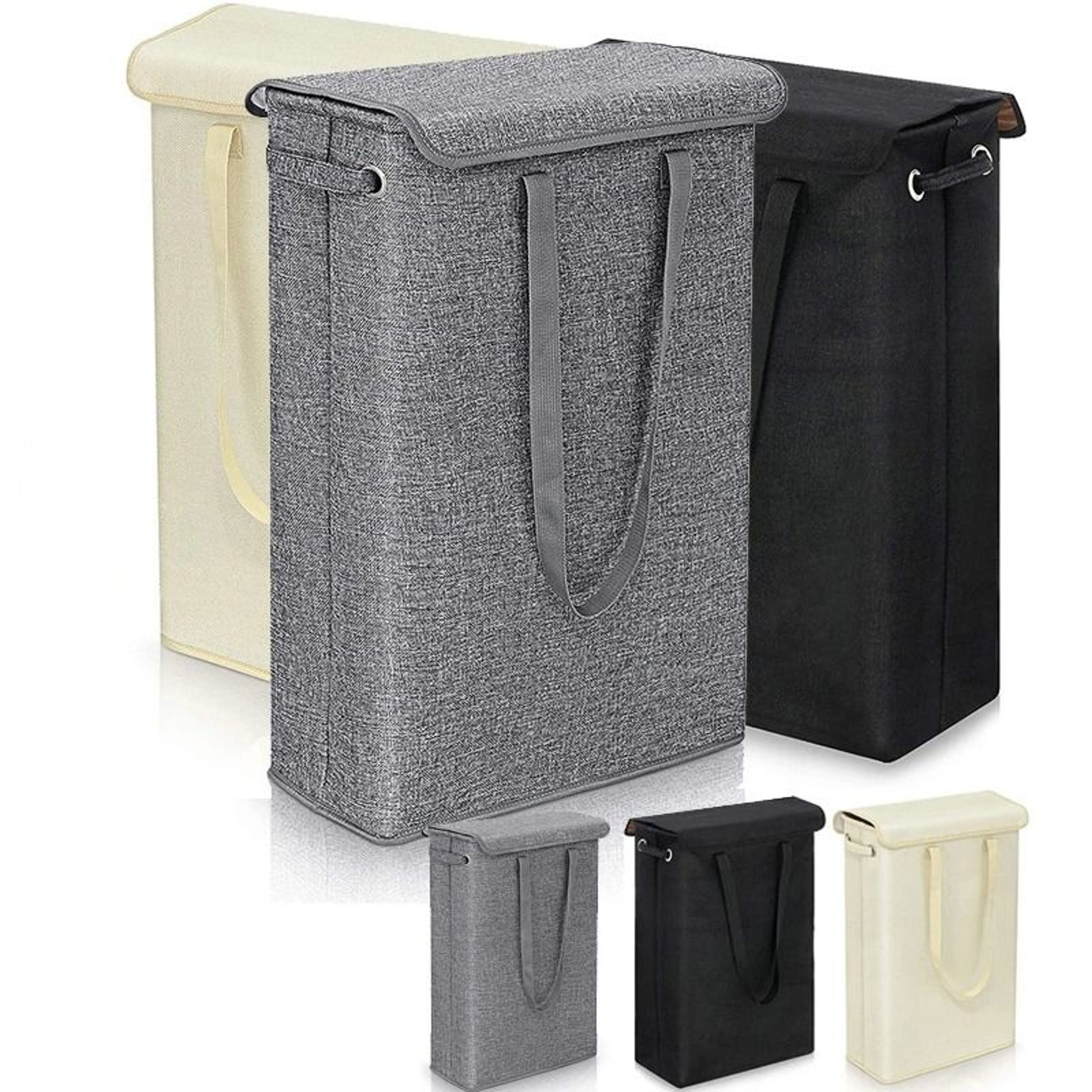 45L Thin Laundry Basket With Cover Narrow Storage Hamper For Bedroom And Laundry Organization 0