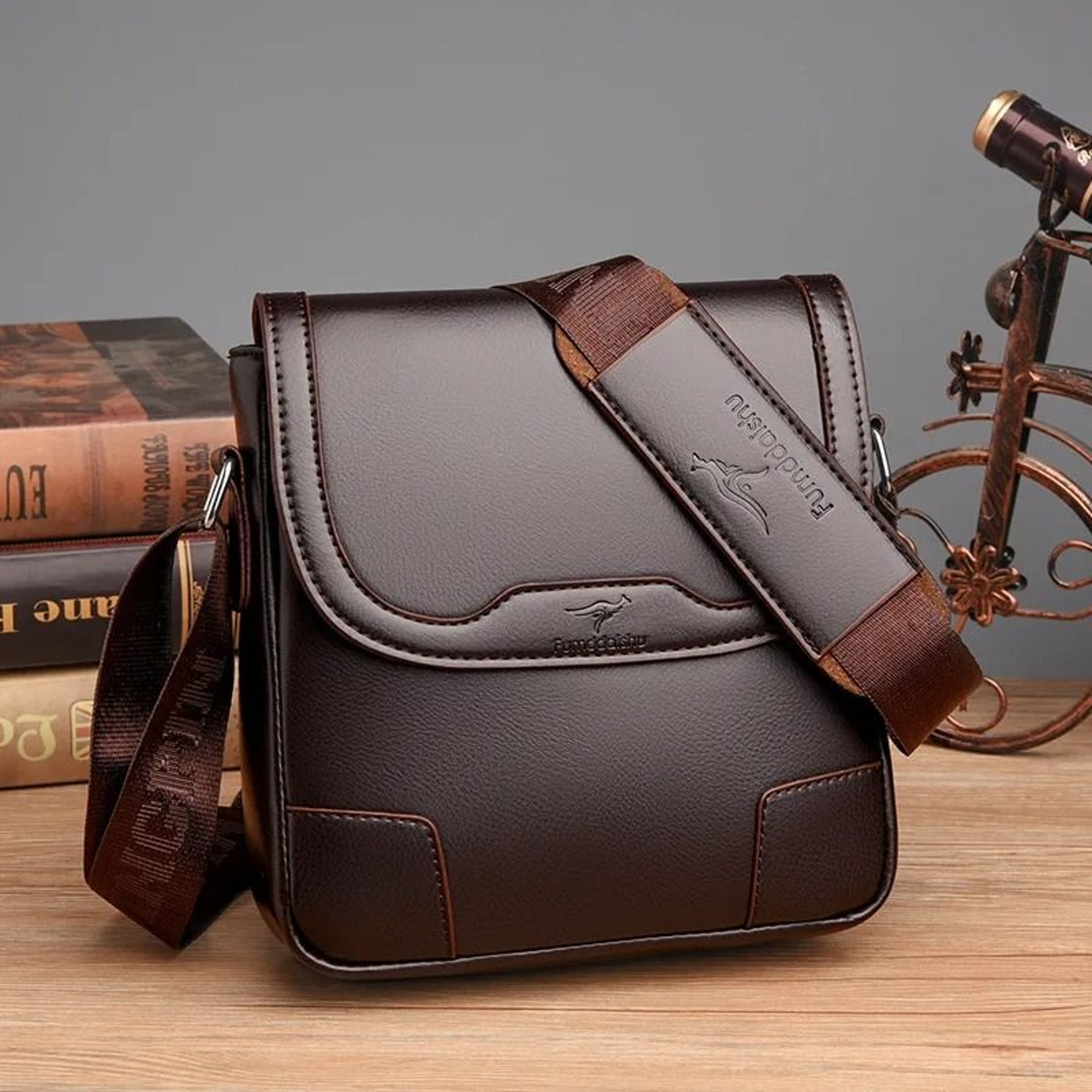 Men Leather Shoulder Bag Waterproof Business Travel Tote Messenger Bag 6