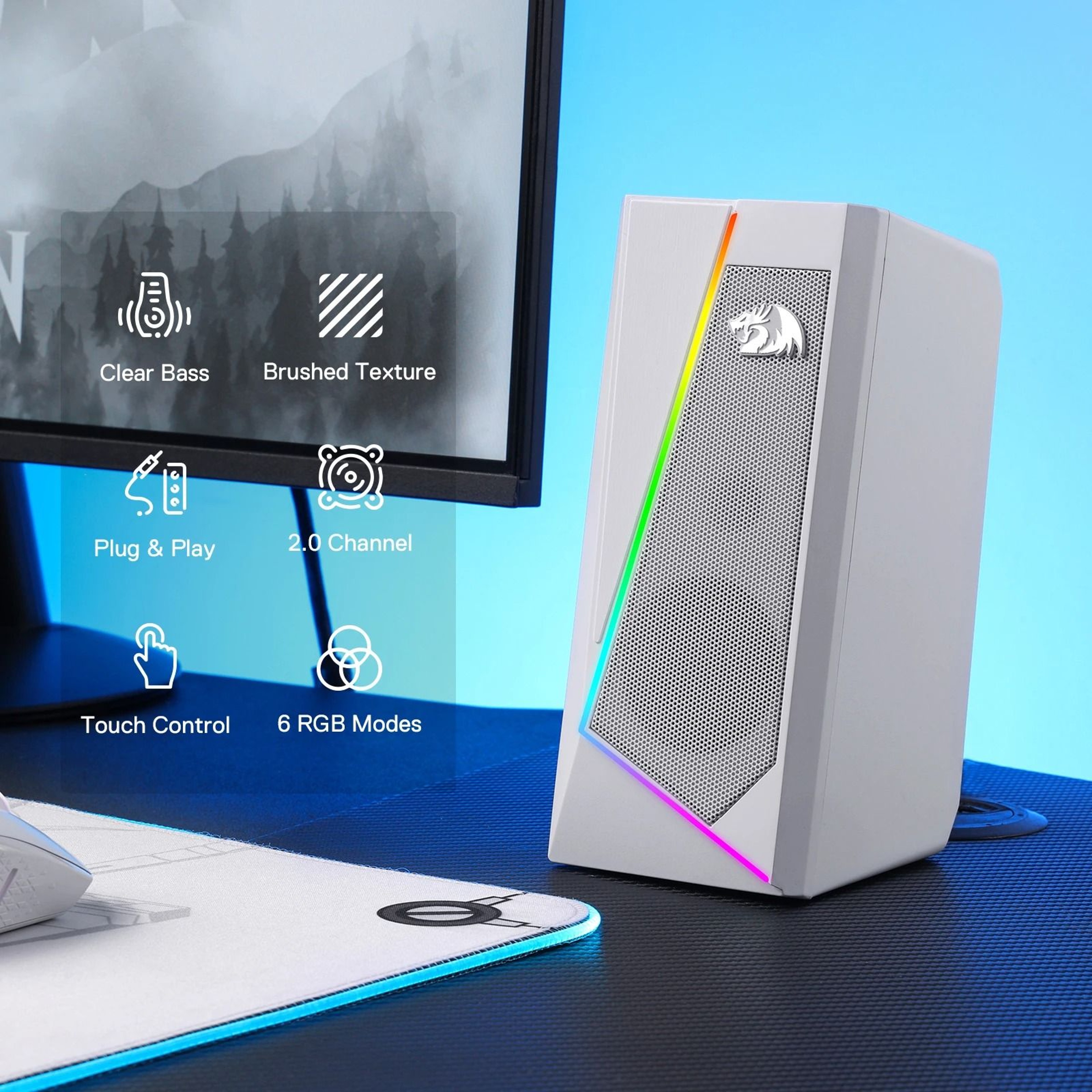 Redragon GS520 RGB Desktop Stereo Speakers With LED Lighting And Enhanced Sound 1