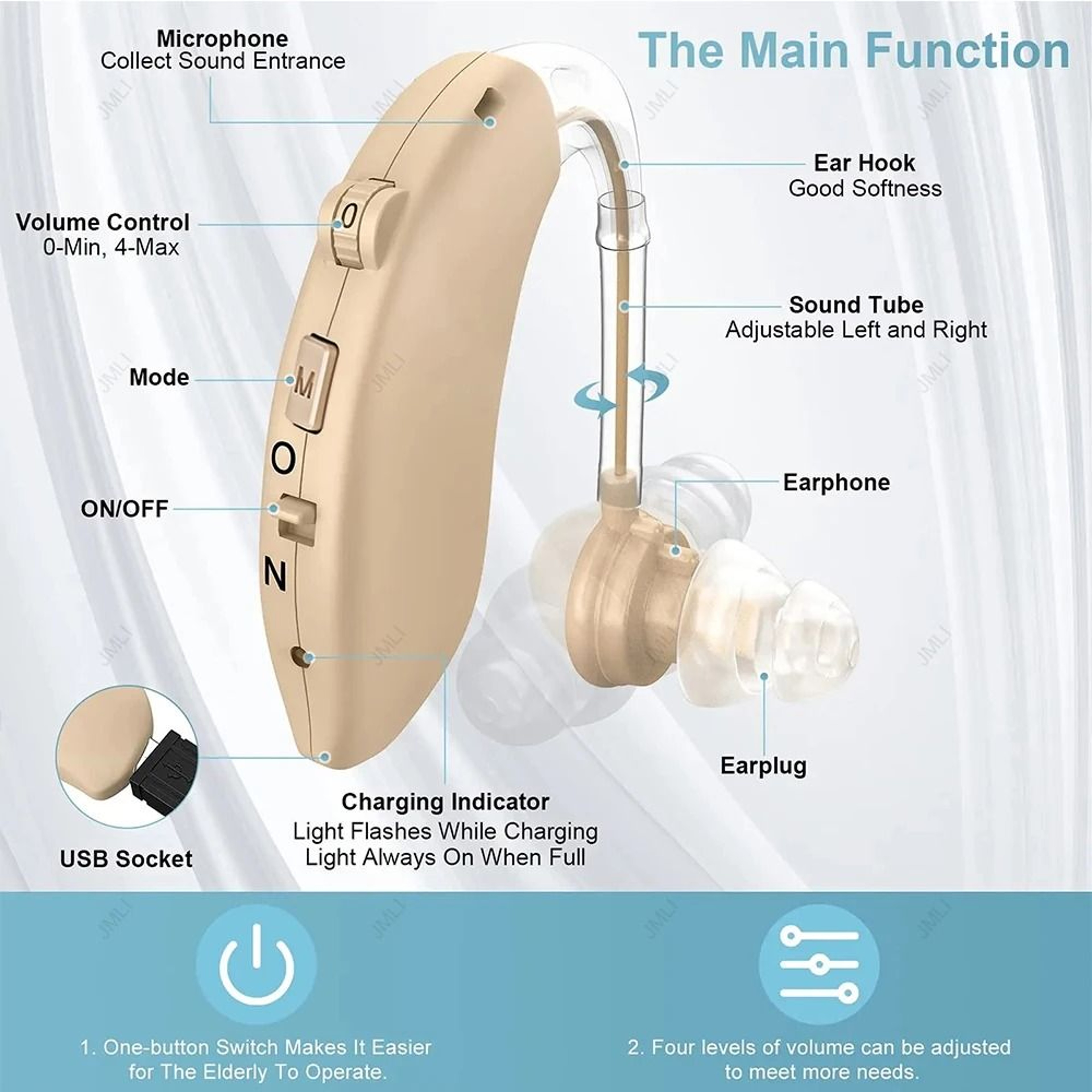 Rechargeable Digital Hearing Aid Adjustable Tone Sound Amplifier For Elderly 1