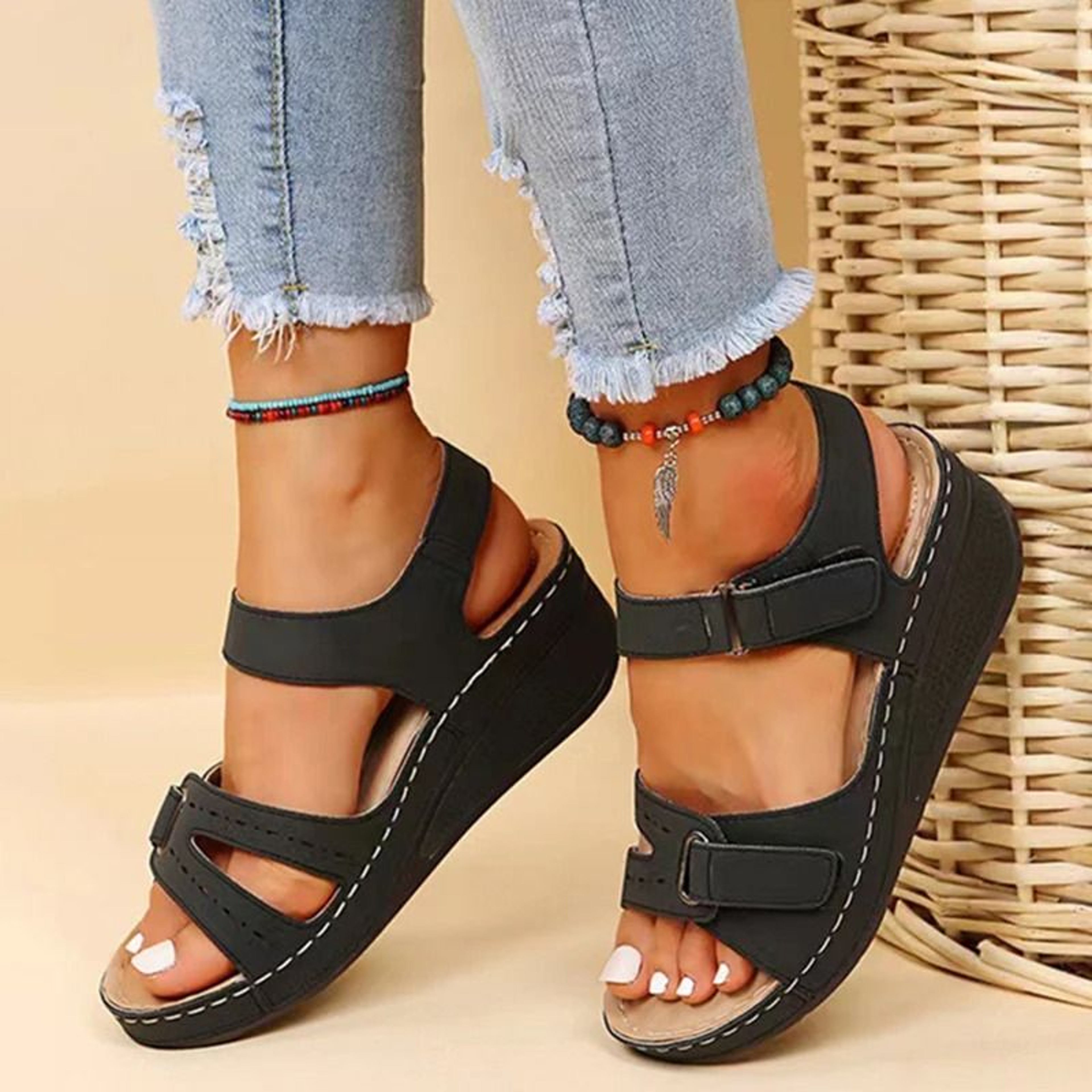 Women Soft Slip On Open Toe Casual Sandals Comfortable Walking Summer Footwear 7