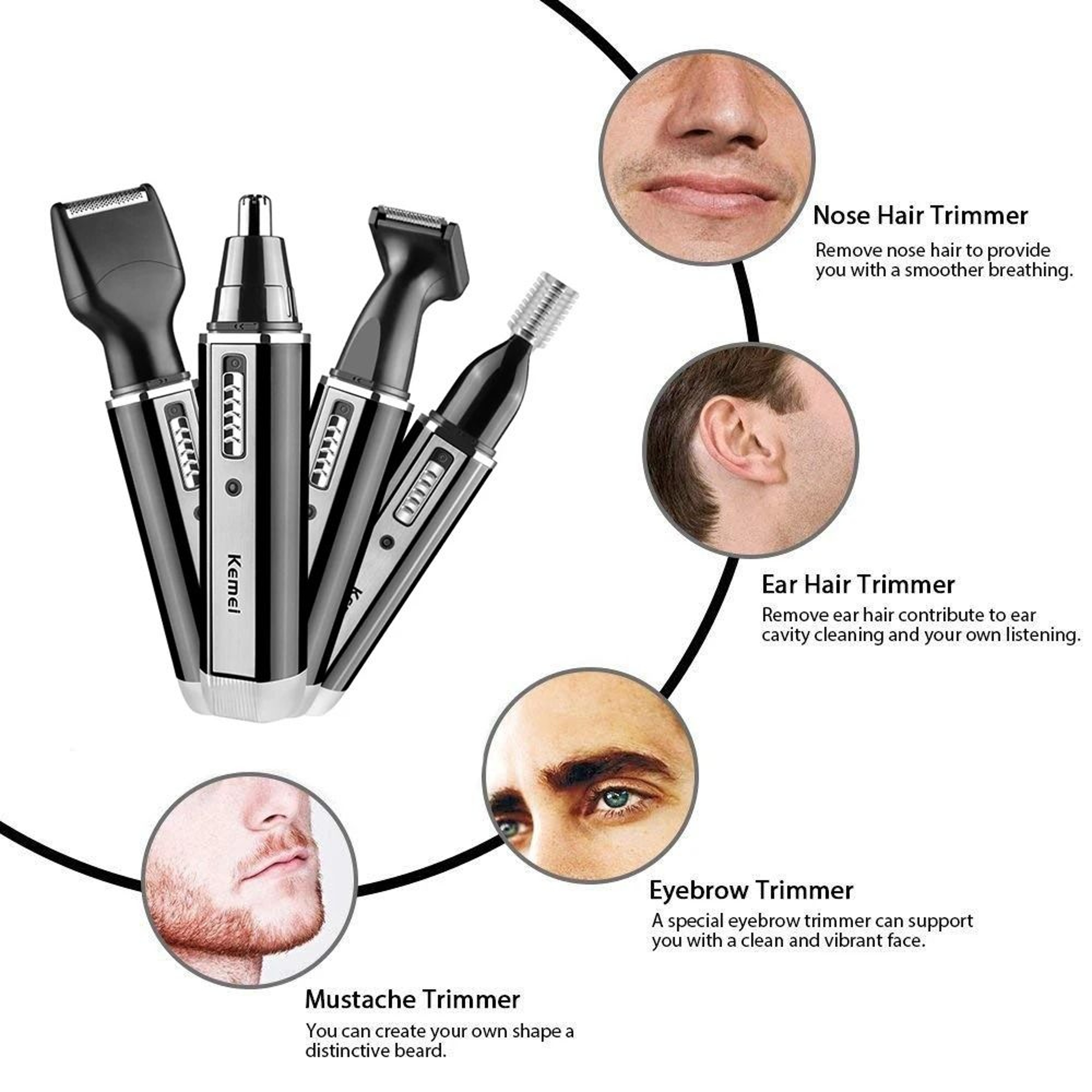 4in1 Rechargeable Grooming Trimmer Kit For Nose Ear Beard And Eyebrow 2